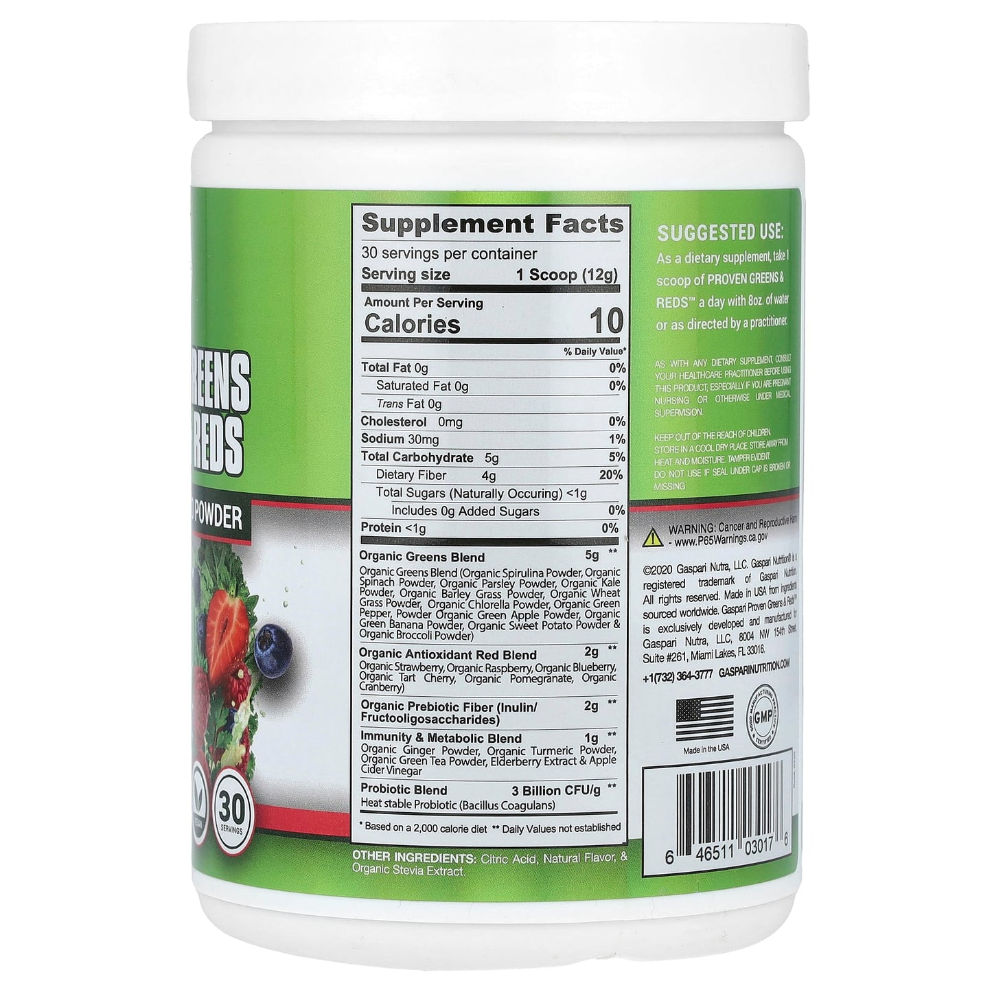 Proven Greens & Reds: Immunity & Detox Superfood Powder by Gaspari Nutrition - Image 2