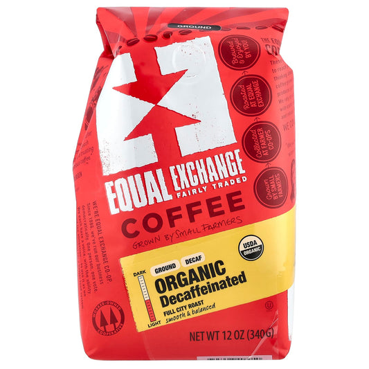 Decaf Organic Coffee Grounds by Equal Exchange, Full City Roast, 12 oz - Image 1
