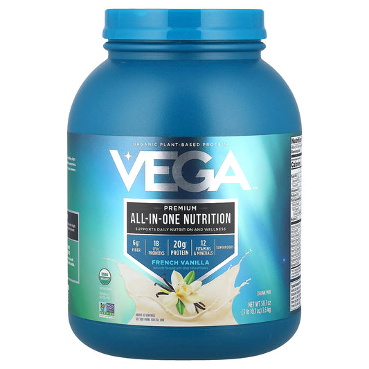 Vega, Organic Plant-Based Protein, Premium All-In-One Nutrition, French Vanilla , 3 lb 10.1 oz (1.6 kg) - Image 1