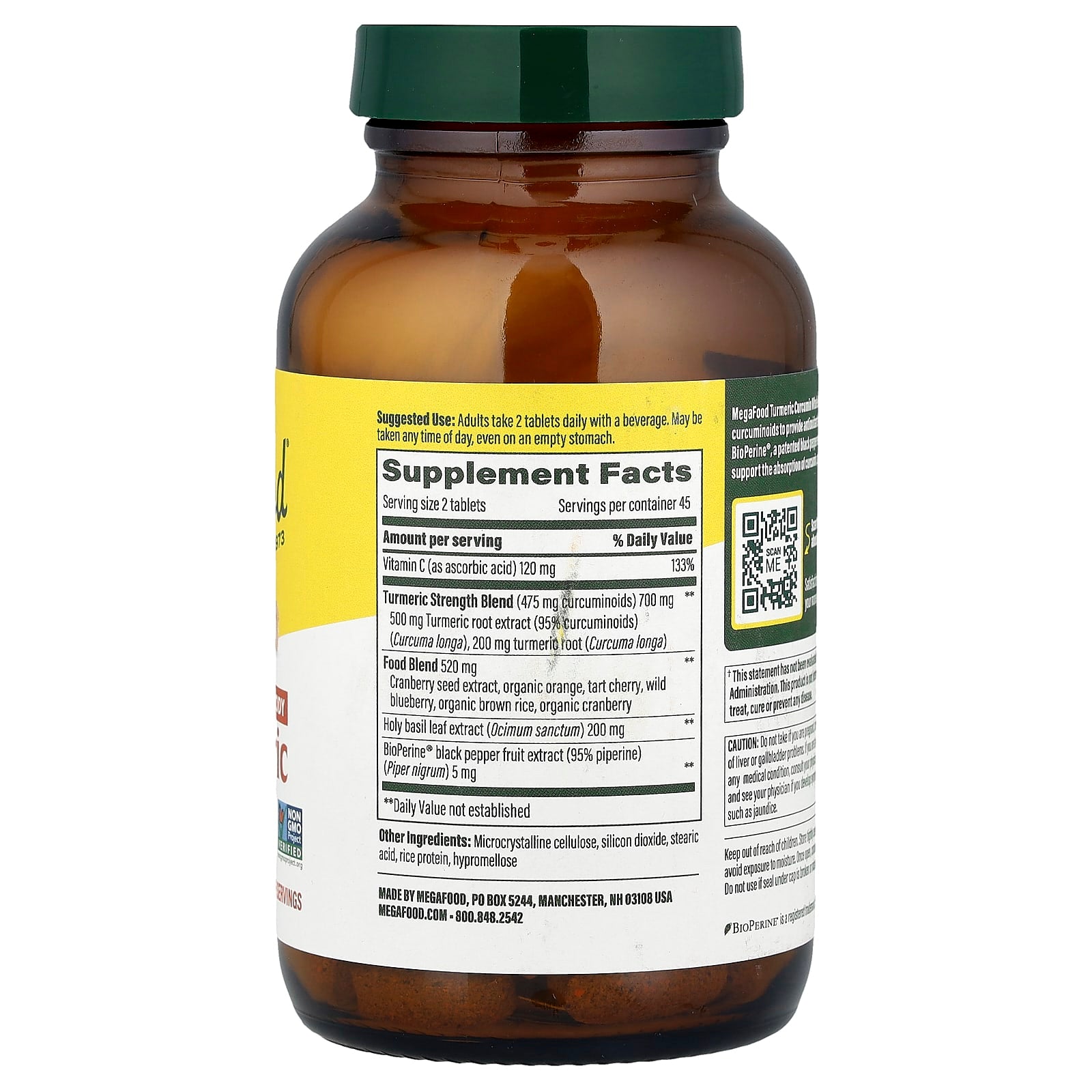 MegaFood, Turmeric Curcumin, 90 Tablets - Image 2