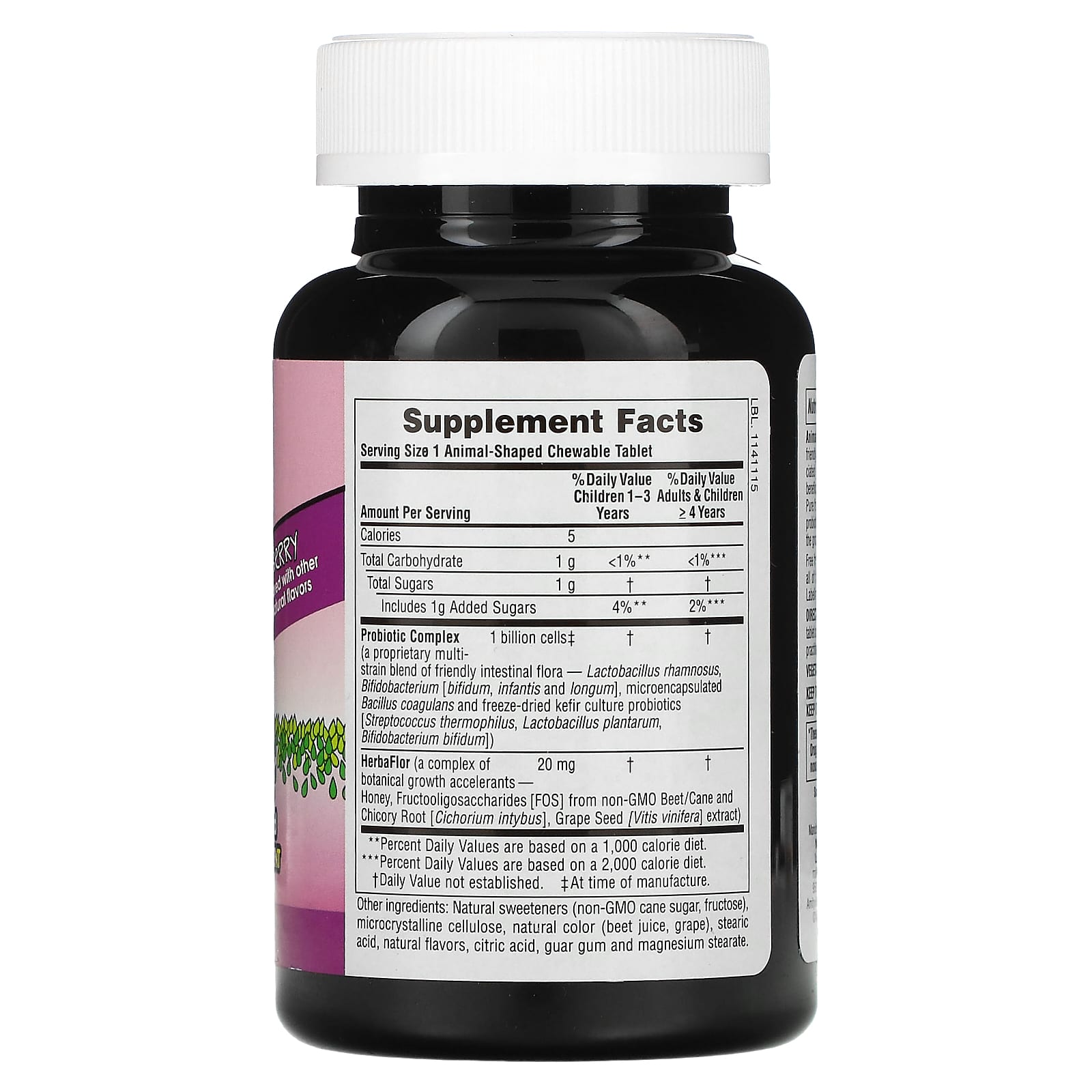 NaturesPlus, Source of Life, Animal Parade, AcidophiKidz, Children's Chewable, Berry, 90 Animal-Shaped Tablets