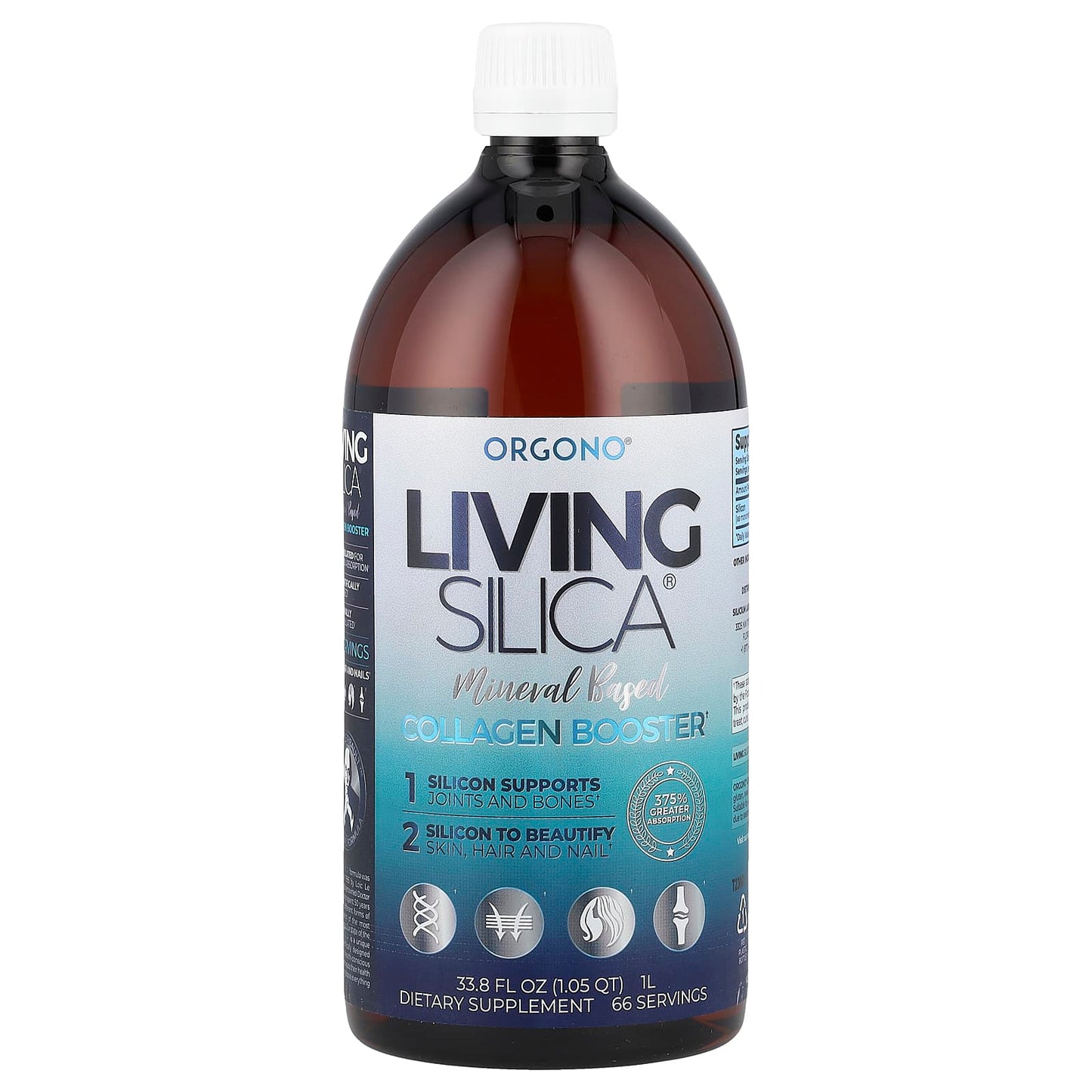 Silicium Laboratories, Orgono® Living Silica®, Collagen Booster, 22.5 mg, 33.8 fl oz (1 L) - Image 1