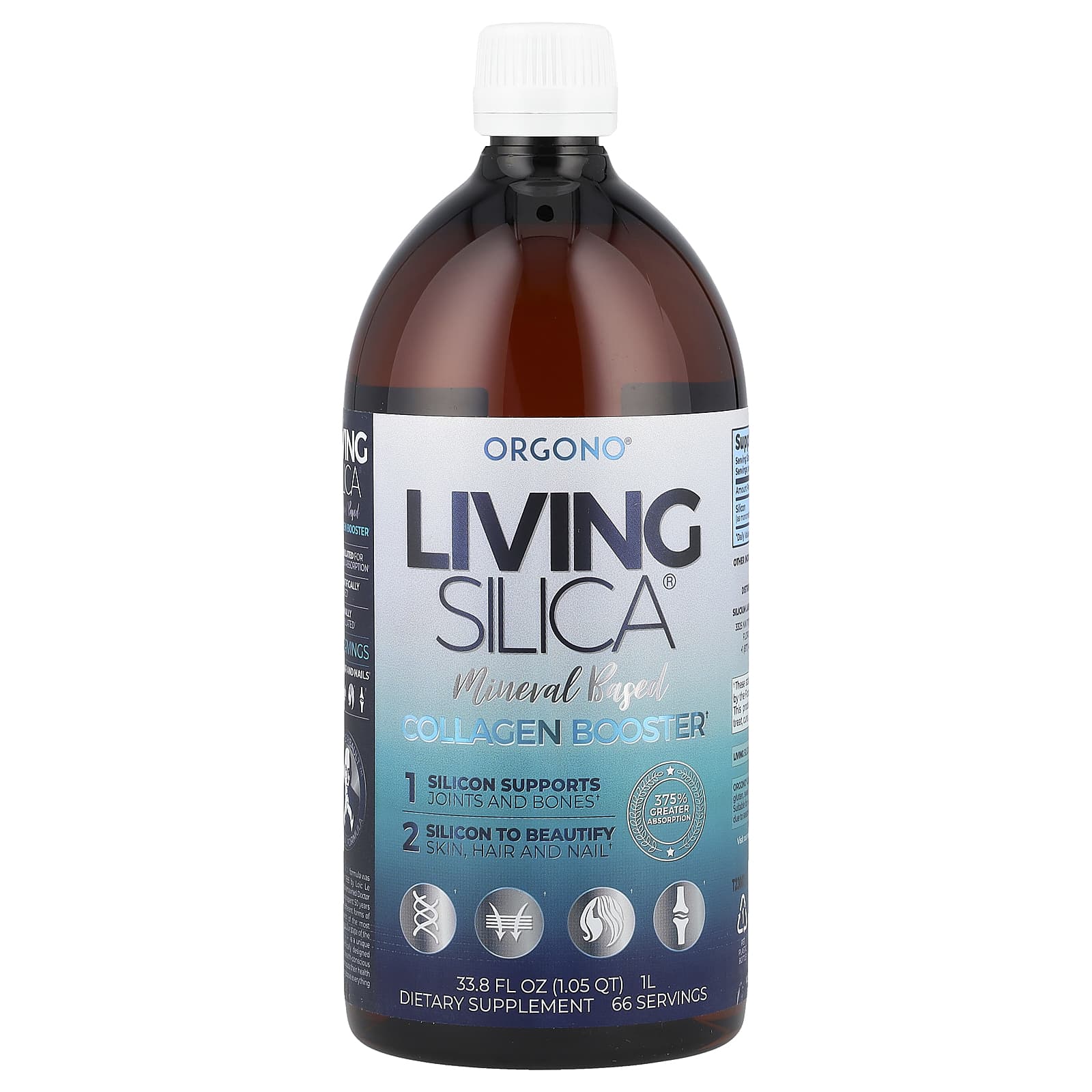 Silicium Laboratories, Orgono® Living Silica®, Collagen Booster, 22.5 mg, 33.8 fl oz (1 L) - Image 1