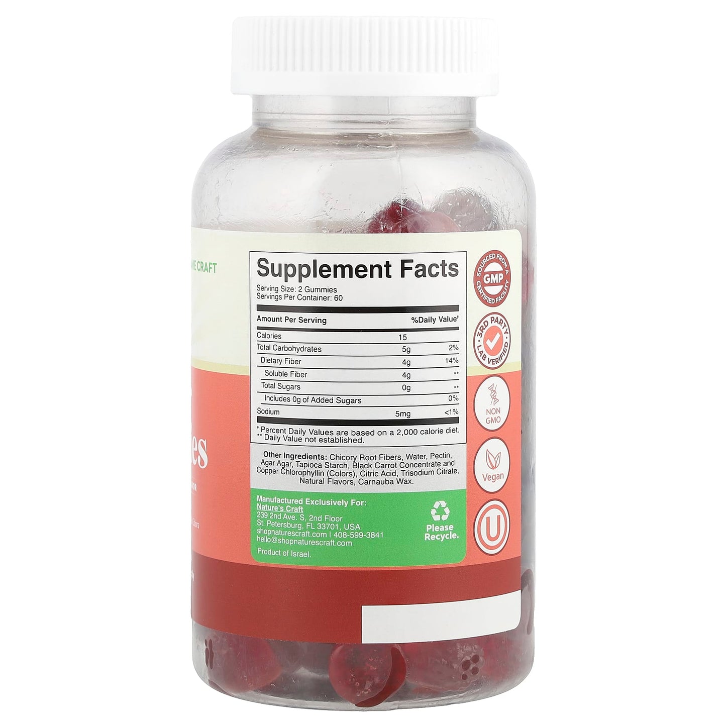 Nature's Craft, Fiber Gummies, Mixed Berries, 120 Gummies - Image 2