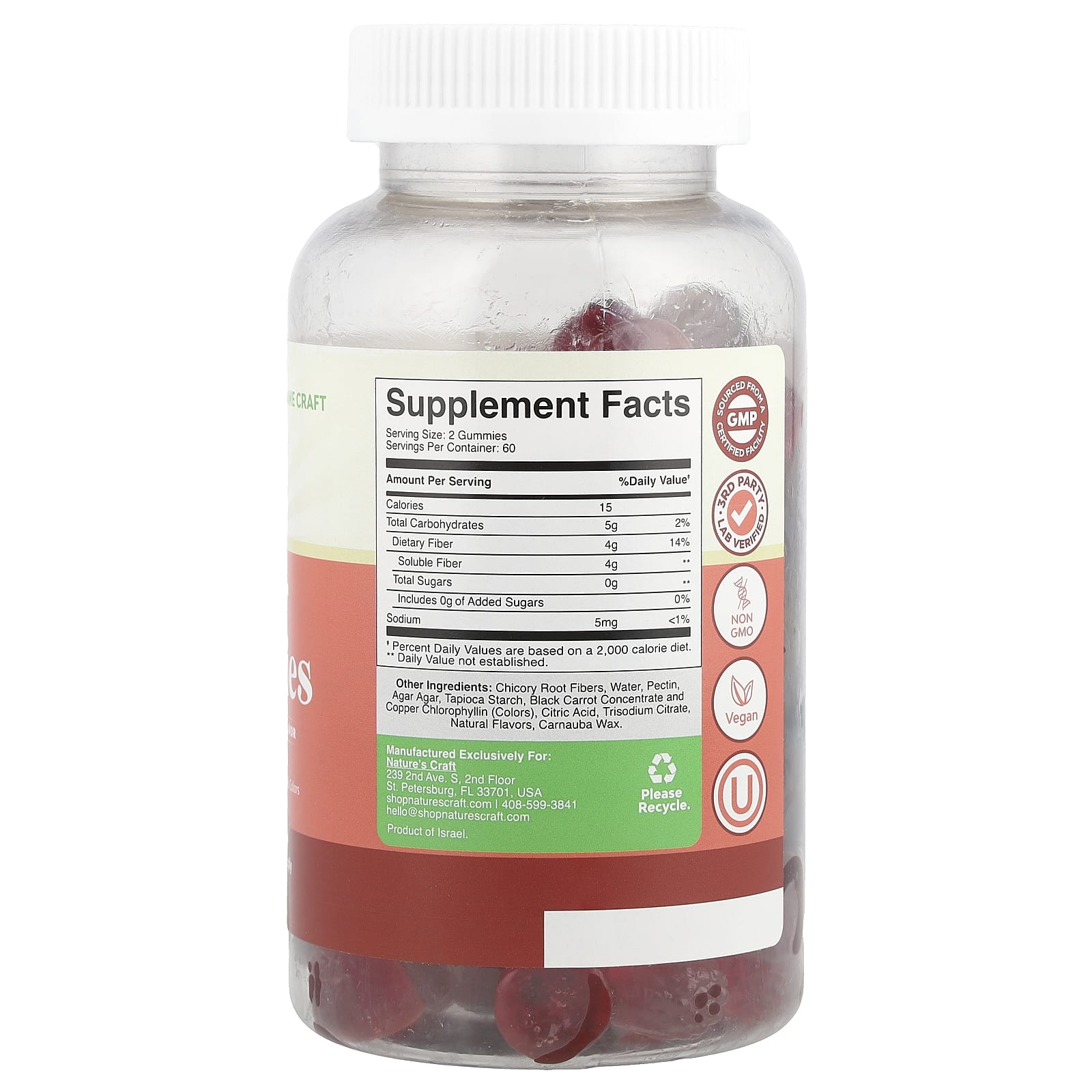 Nature's Craft, Fiber Gummies, Mixed Berries, 120 Gummies - Image 2