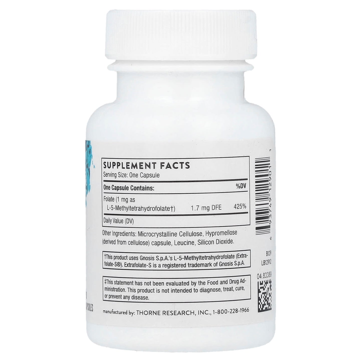 Thorne, 5-MTHF, 1 mg, 60 Capsules - Image 2