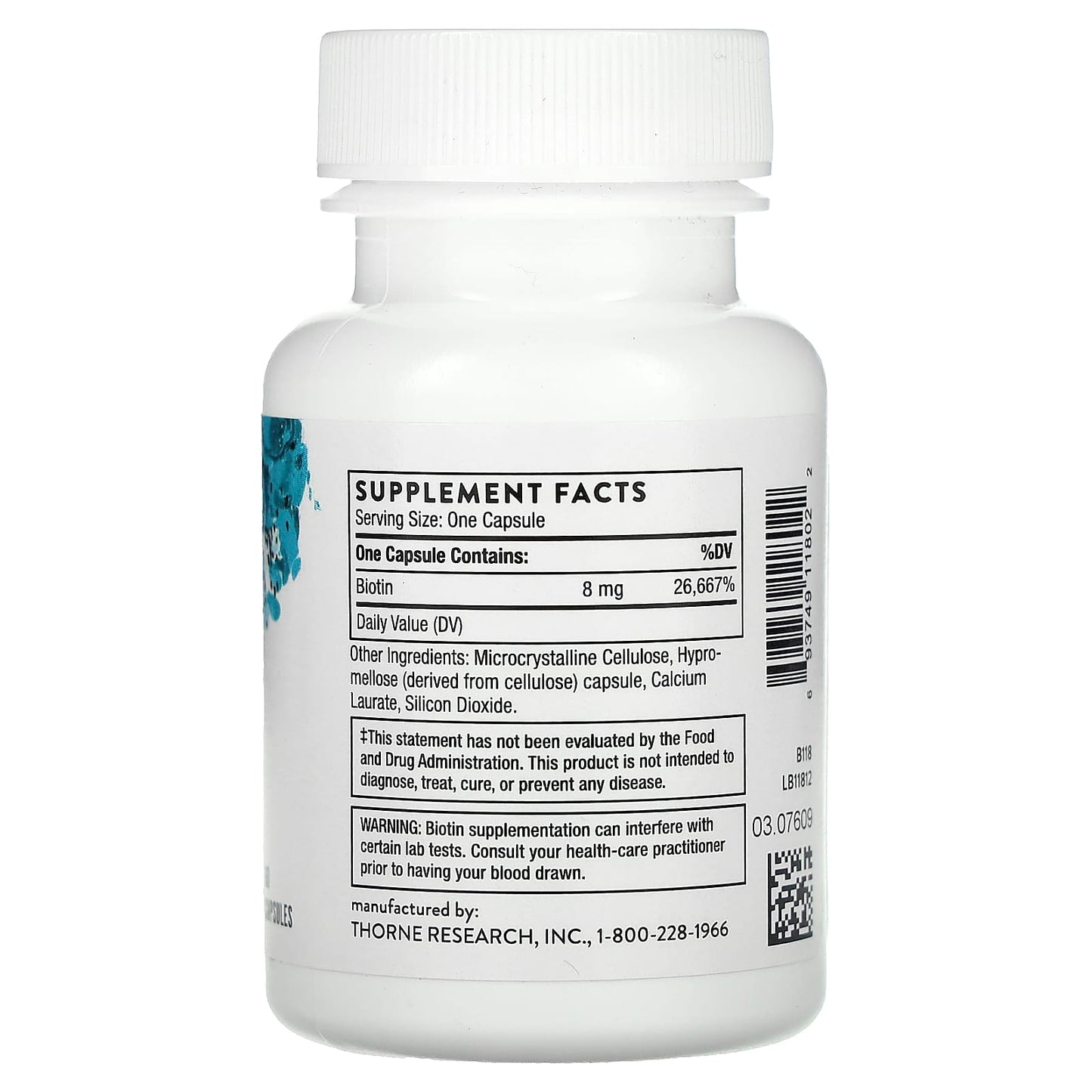Thorne, Biotin, 8,000 mcg, 60 Capsules - Image 2