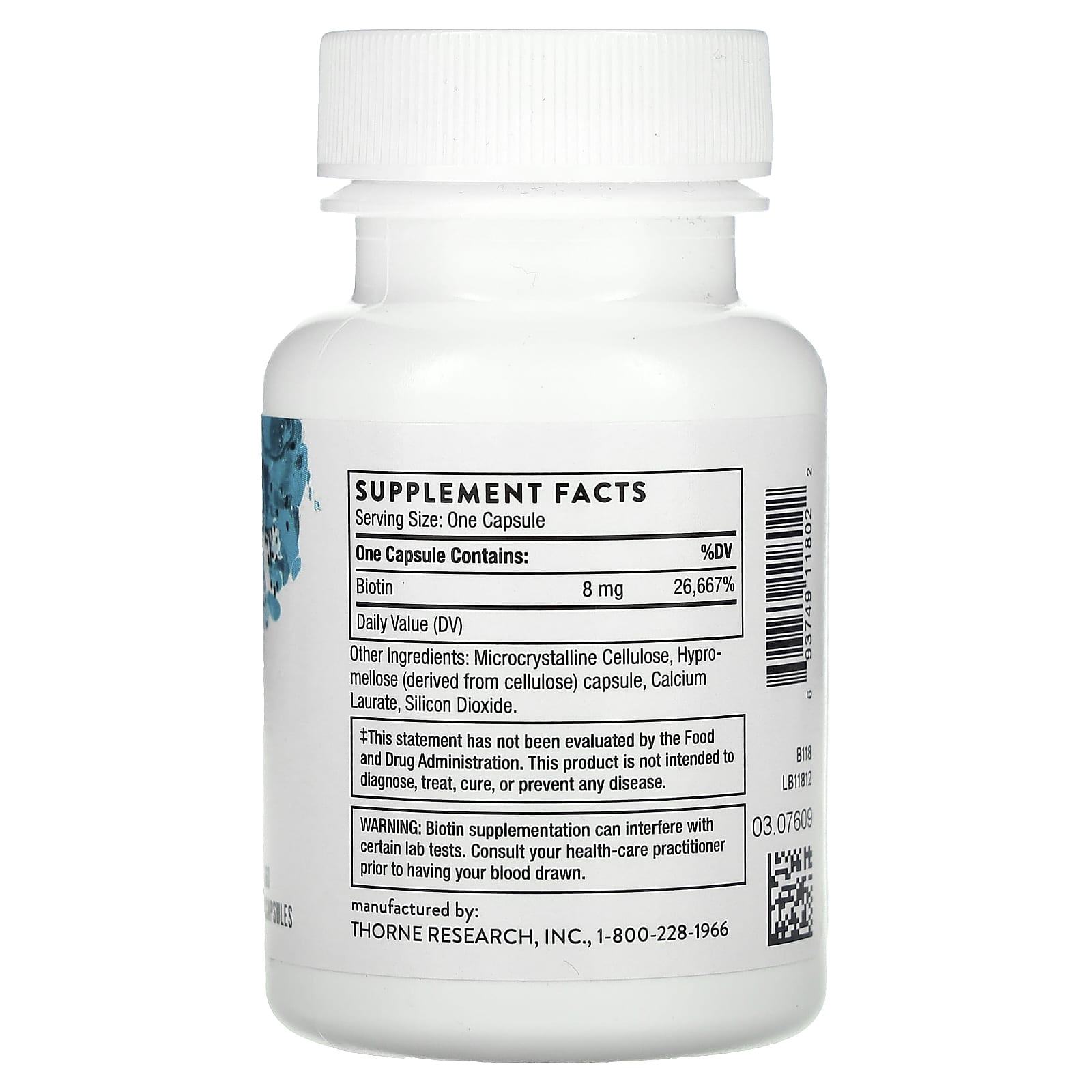 Thorne, Biotin, 8,000 mcg, 60 Capsules - Image 2
