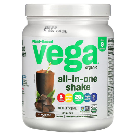 Vega, Organic, All-in-One Shake, Chocolate, 13.2 oz (375 g) - Image 1