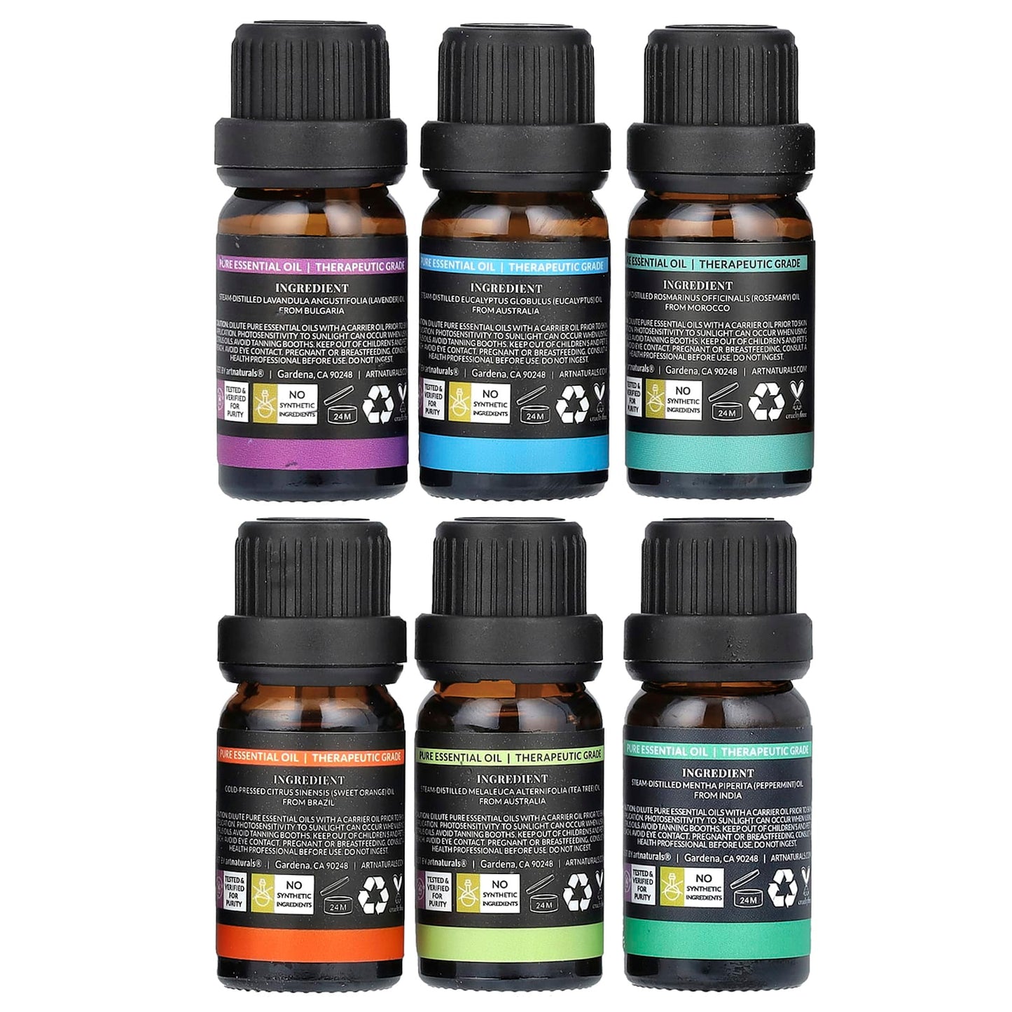 Essential Oils Set - 6 Piece Therapeutic Grade Aromatherapy Kit - Image 2
