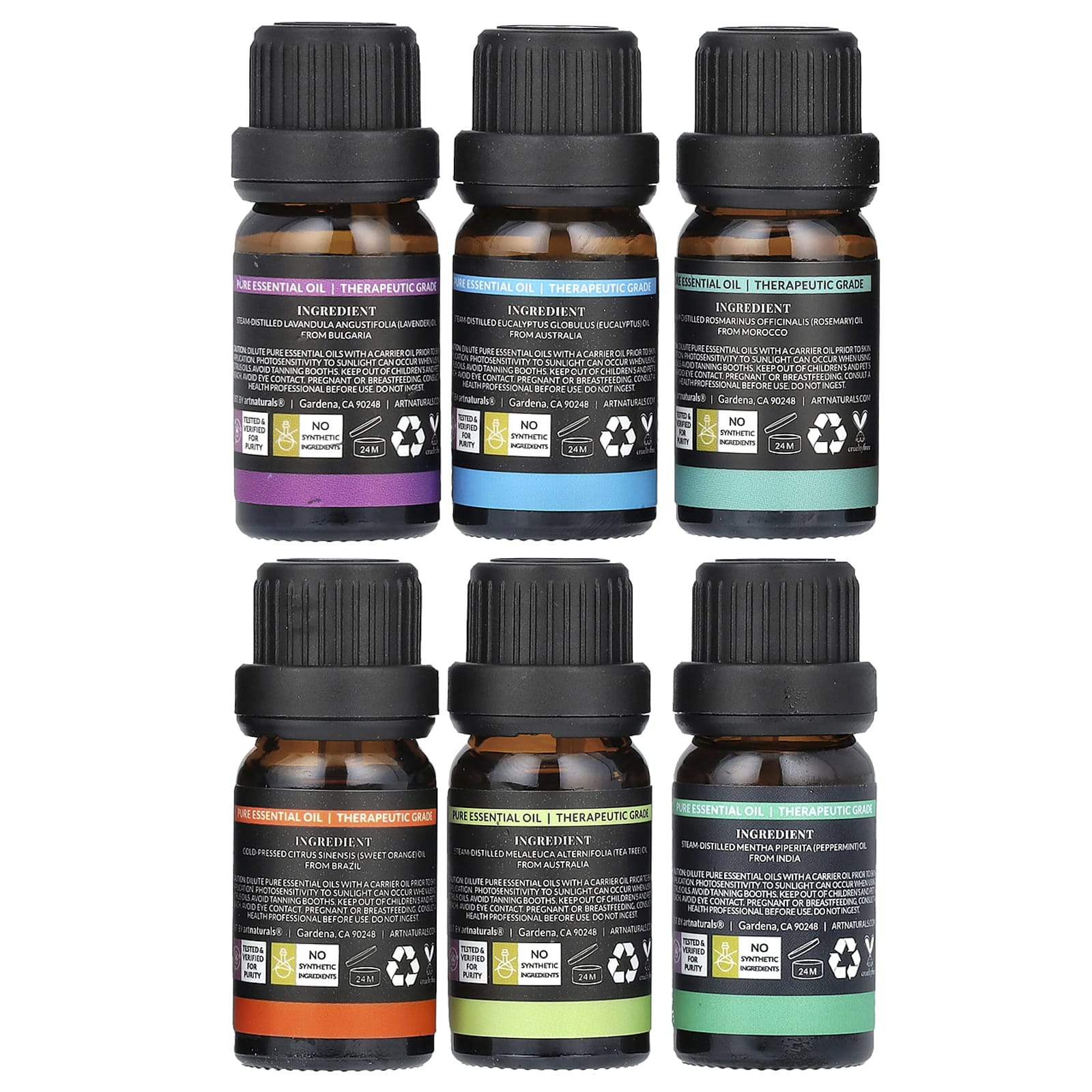 Essential Oils Set - 6 Piece Therapeutic Grade Aromatherapy Kit - Image 2