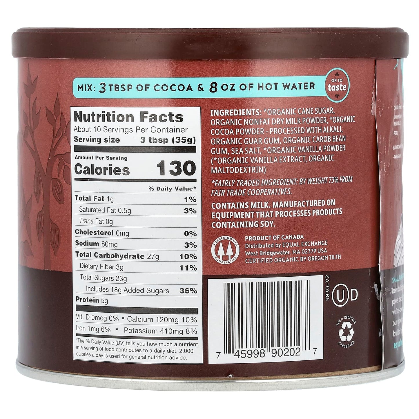 Organic Fair Trade Hot Cocoa by Equal Exchange, 12 oz - Image 2