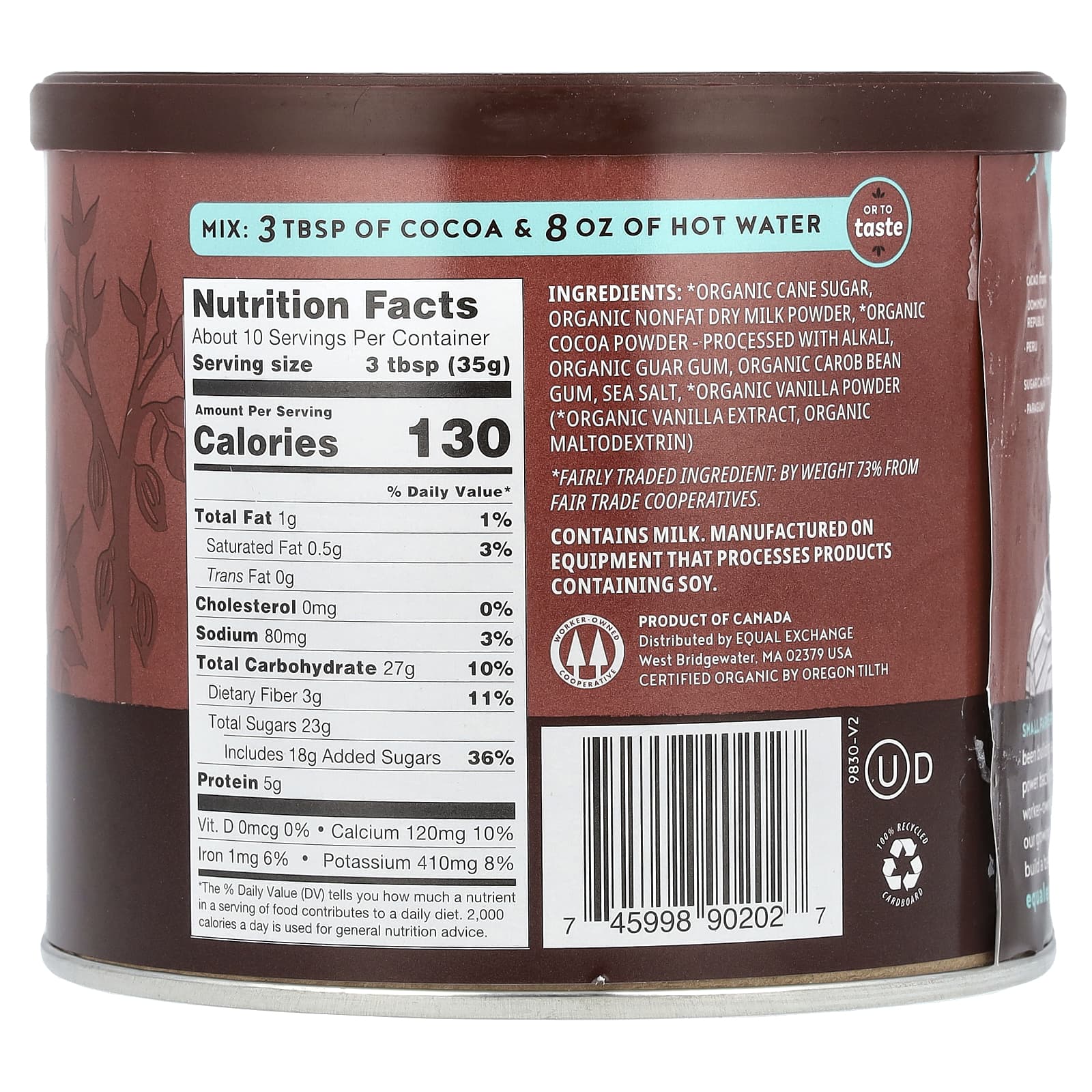 Organic Fair Trade Hot Cocoa by Equal Exchange, 12 oz - Image 2