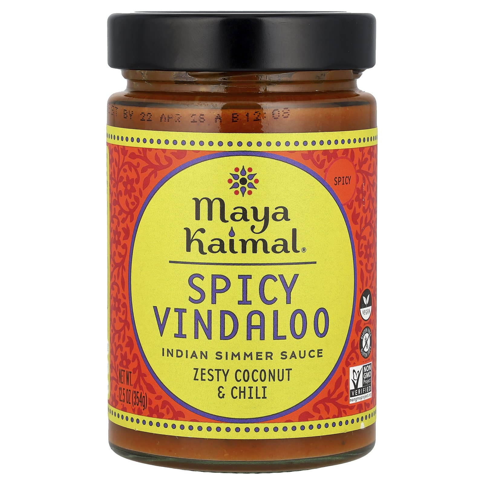 Maya Kaimal, Spicy Vindaloo, Indian Simmer Sauce, Spicy, Zesty Coconut & Chili, 12.5 oz (354 g) - Image 1