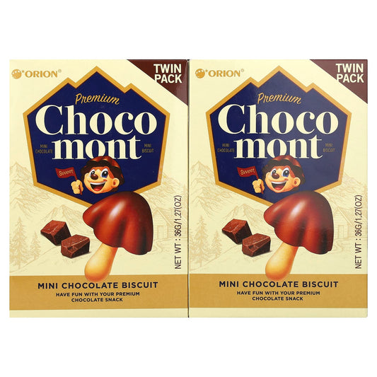 Orion, Premium Choco Mont, Mini Chocolate Biscuit, 2 Packs, 1.27 oz (36 g) Each - Image 1