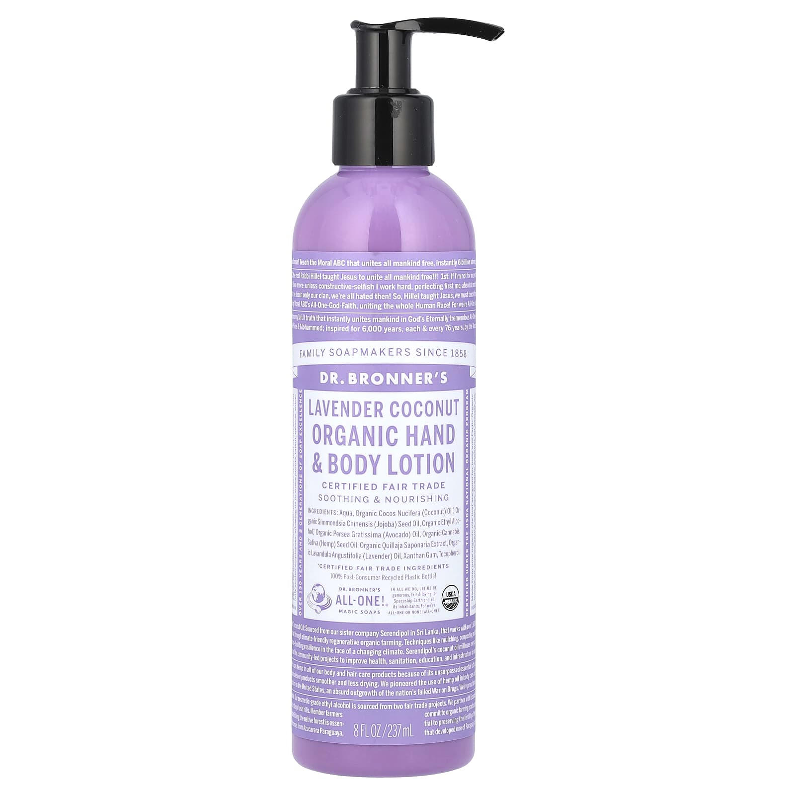 Organic Lavender Coconut Hand & Body Lotion by Dr. Bronner's 8 fl oz - Image 1
