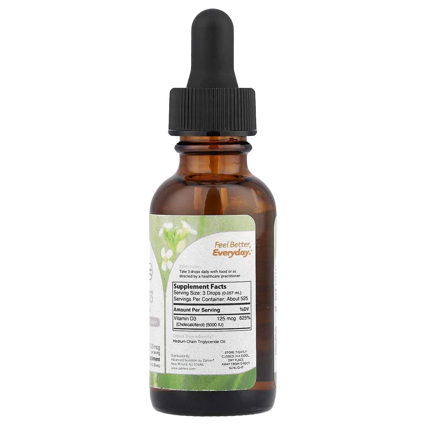 Zahler, Vitamin D3, Advanced D3 Formula, 125 mcg (5,000 IU), 1 fl oz (30 ml) - Image 2