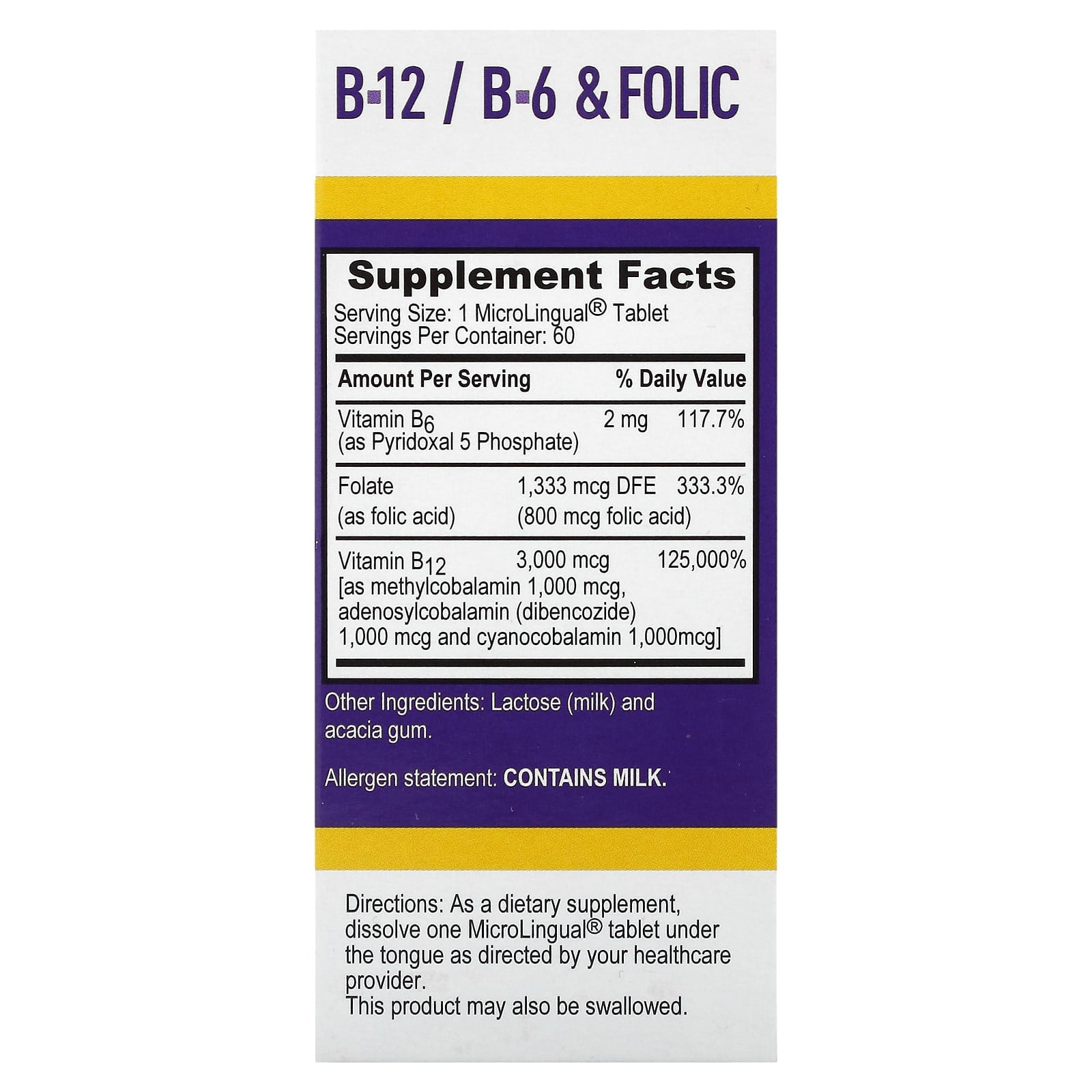 Superior Source, Triple B-12, B-6, Folic Acid, 60 MicroLingual Instant Dissolve Tablets - Image 2