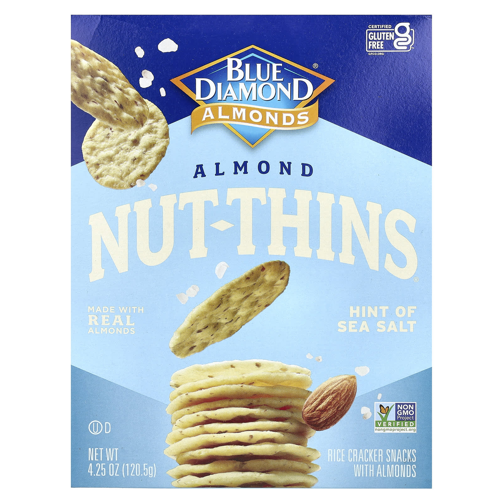 Blue Diamond Almond Nut-Thins Crunchy Snacks with Sea Salt, 4.25 oz - Image 1