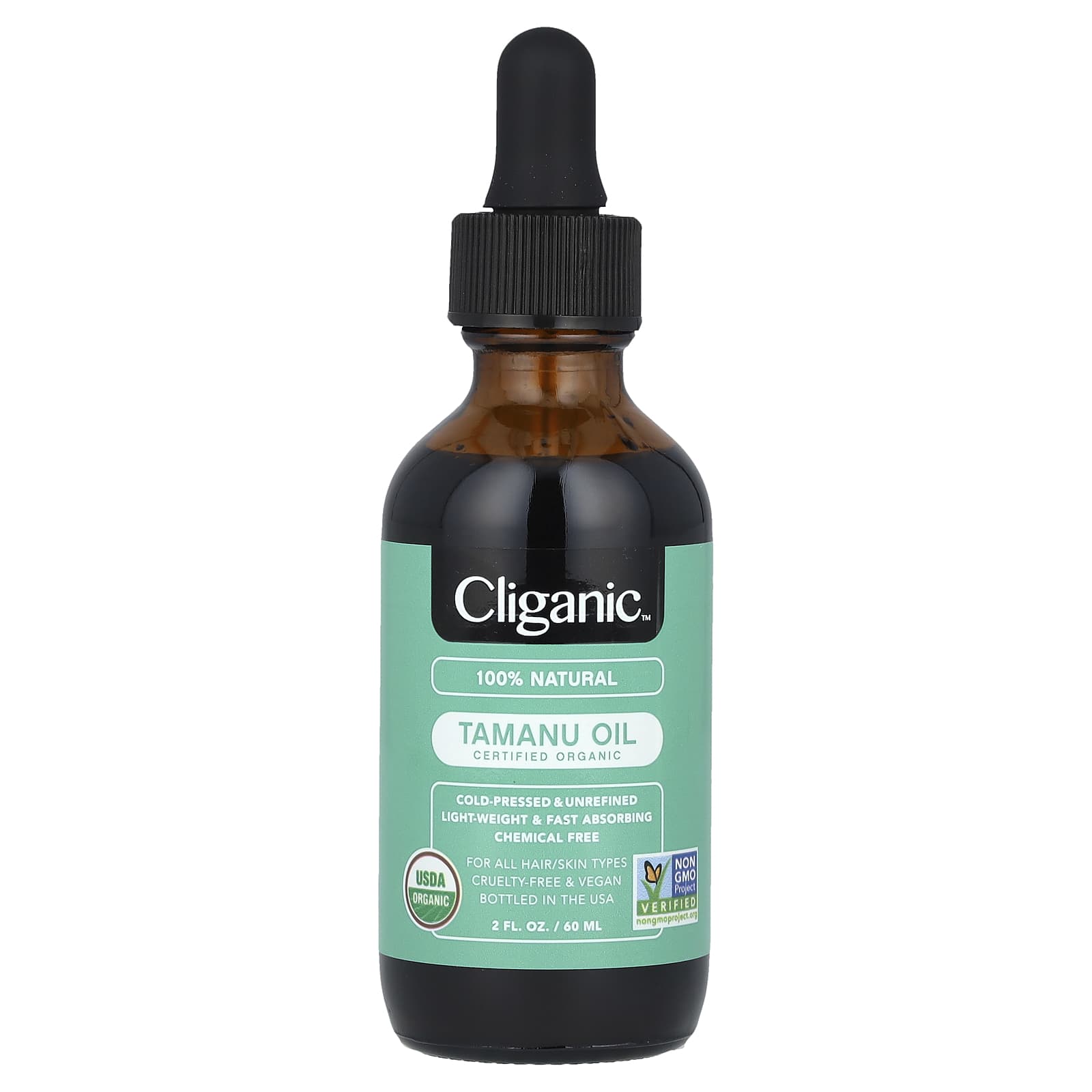 Cliganic Organic Tamanu Oil for Skin & Hair, 100% Natural 2 fl oz - Image 1