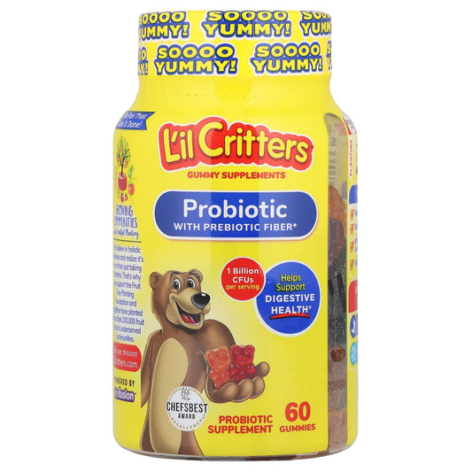 L'il Critters, Probiotic With Prebiotic Fiber, Cherry, Orange & Grape Flavor, 60 Gummies (0.5 Billion CFU per Gummy) - Image 1