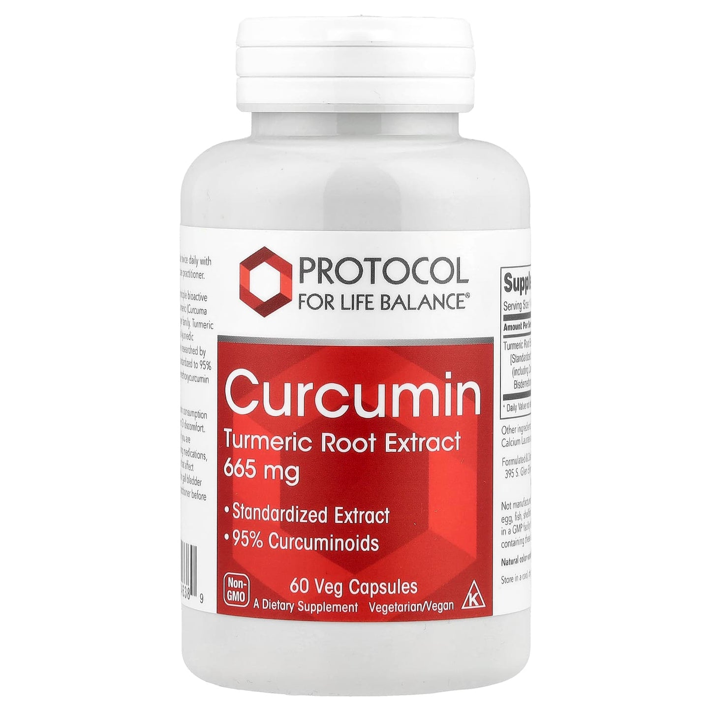 Protocol for Life Balance, Curcumin, Turmeric Root Extract, 665 mg, 60 Veg Capsules - Image 1
