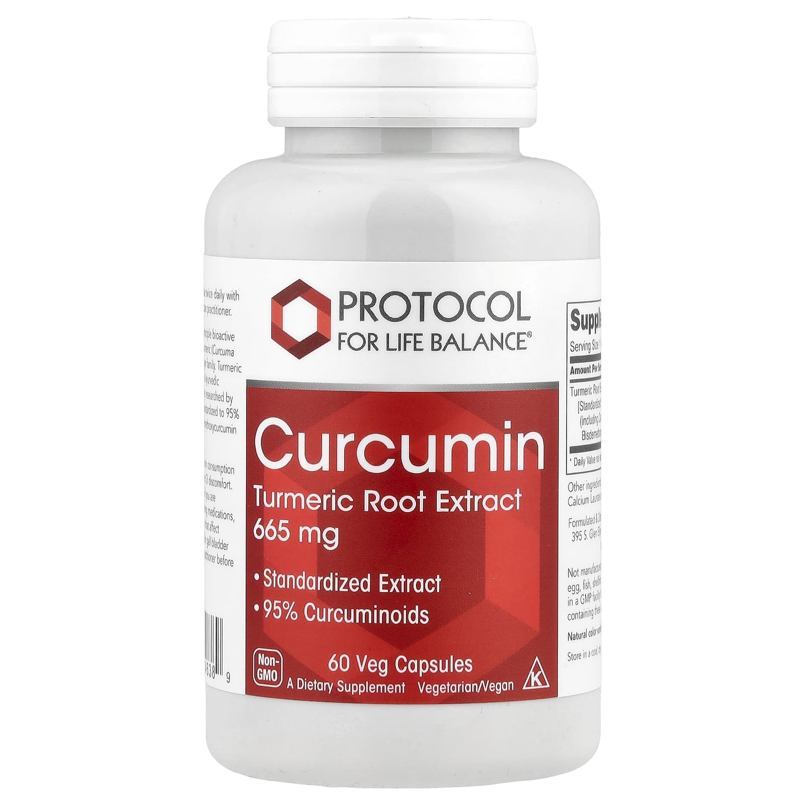 Protocol for Life Balance, Curcumin, Turmeric Root Extract, 665 mg, 60 Veg Capsules - Image 1