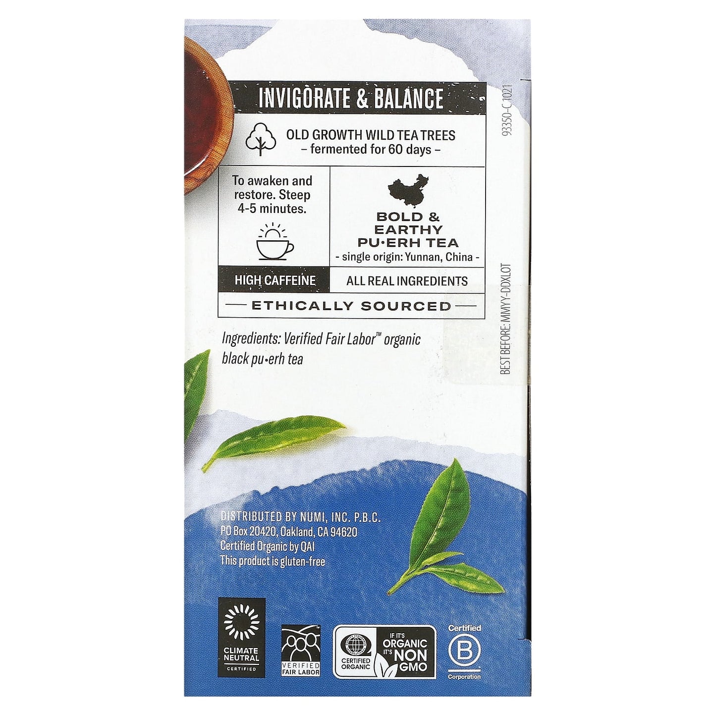 Numi Tea, Organic Pu-Erh Tea, Emperor's Pu-Erh, 16 Tea Bags, 1.13 oz (32 g) - Image 2