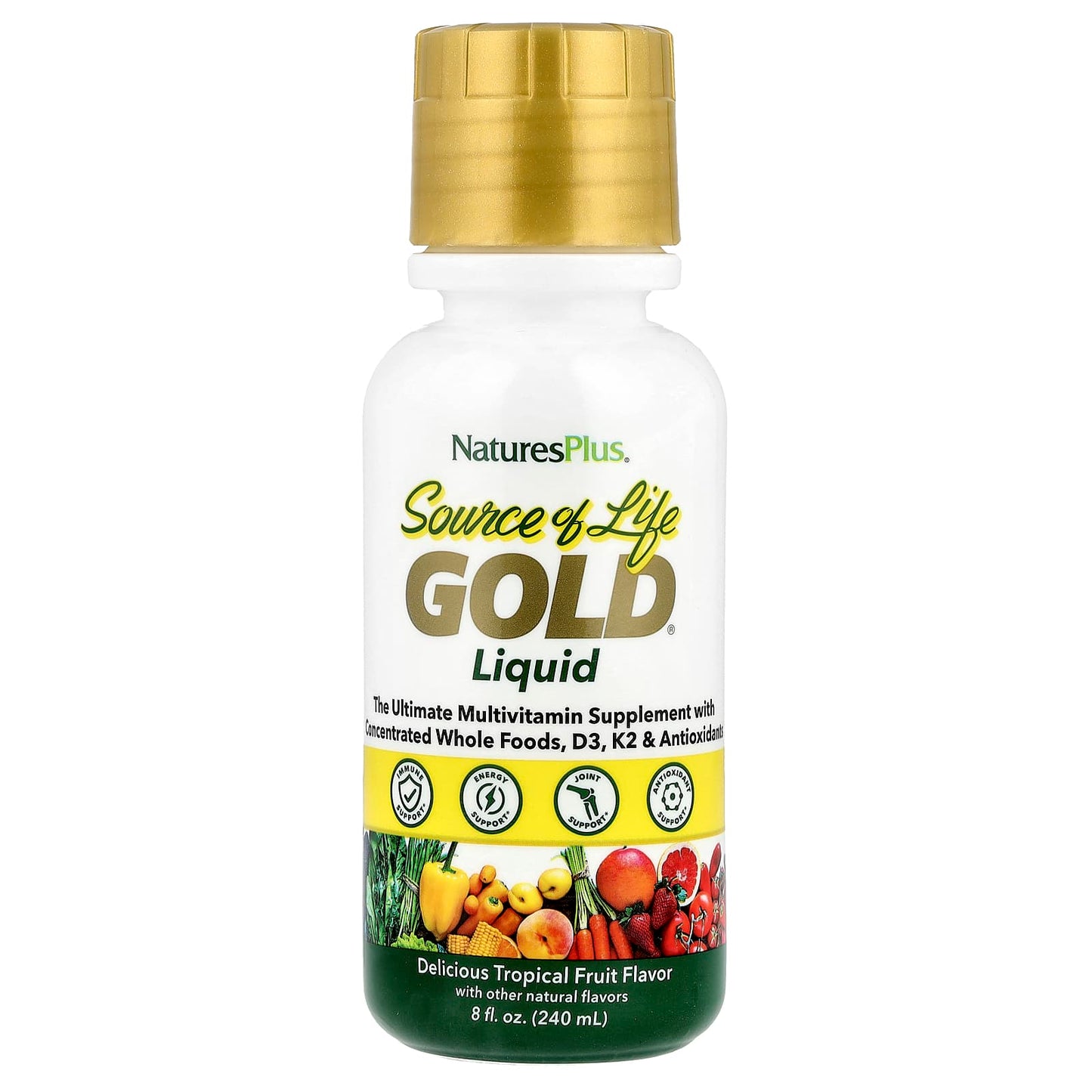 NaturesPlus, Source of Life, Gold® Liquid, Tropical Fruit, 8 fl oz (240 ml) - Image 1