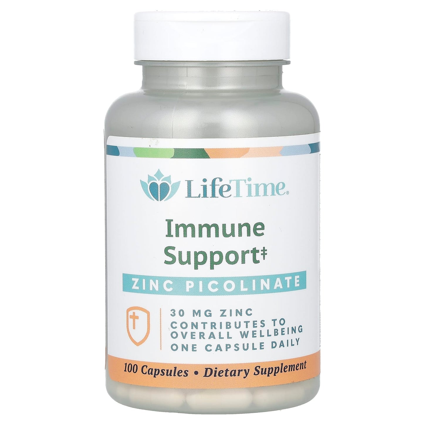 LifeTime Vitamins, Immune Support, Zinc Picolinate, 30 mg, 100 Capsules - Image 1
