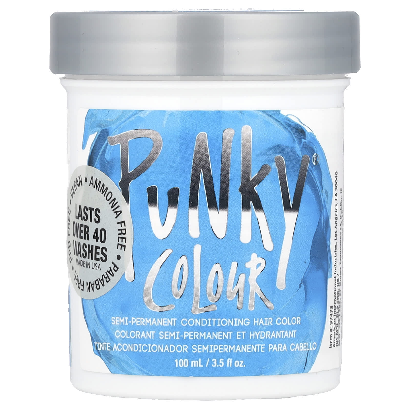 Punky Colour, Semi-Permanent Conditioning Hair Color, Lagoon Blue, 3.5 fl oz (100 ml) - Image 1