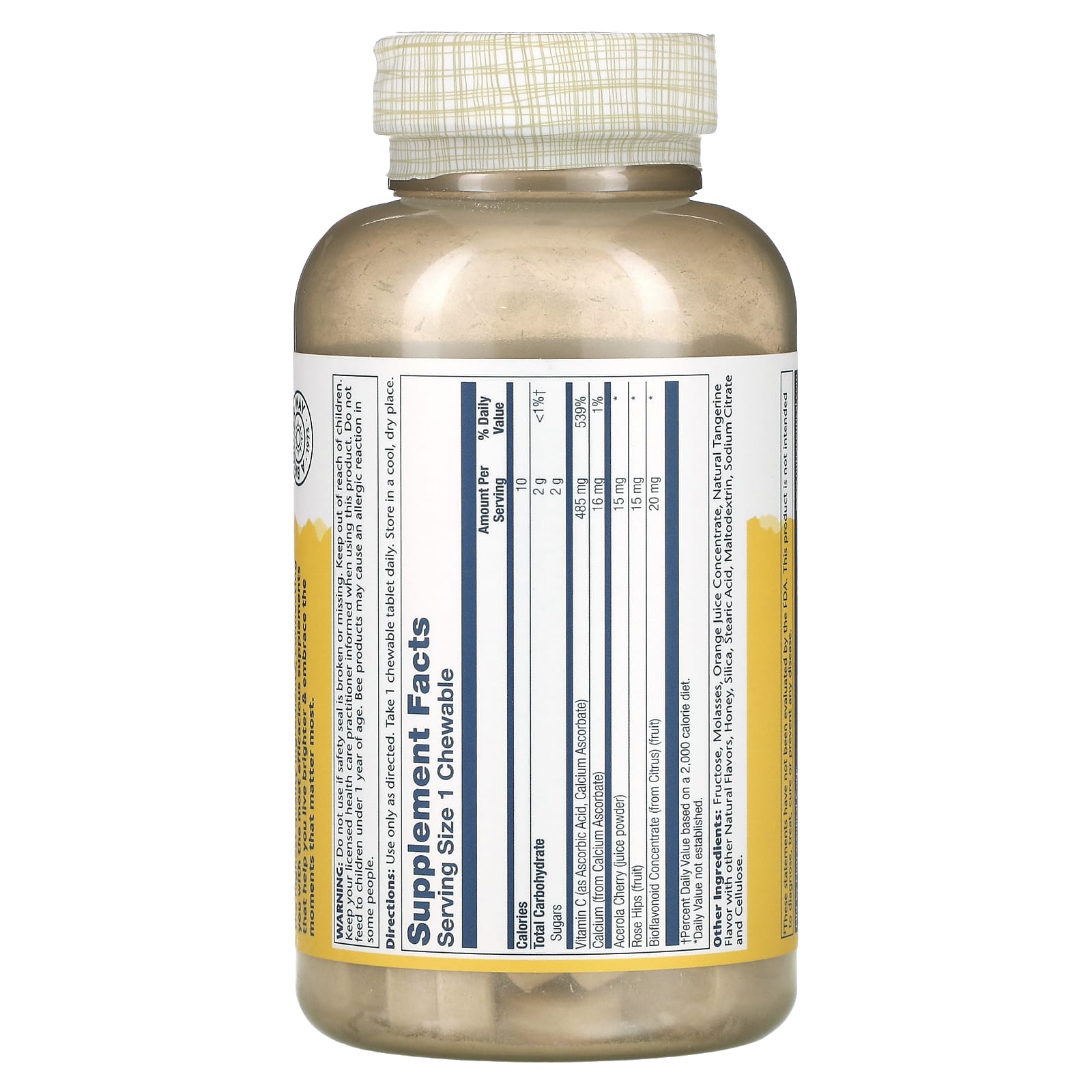 Solaray, Buffered Vitamin C Chewable, Natural Orange, 485 mg, 100 Chewables - Image 2