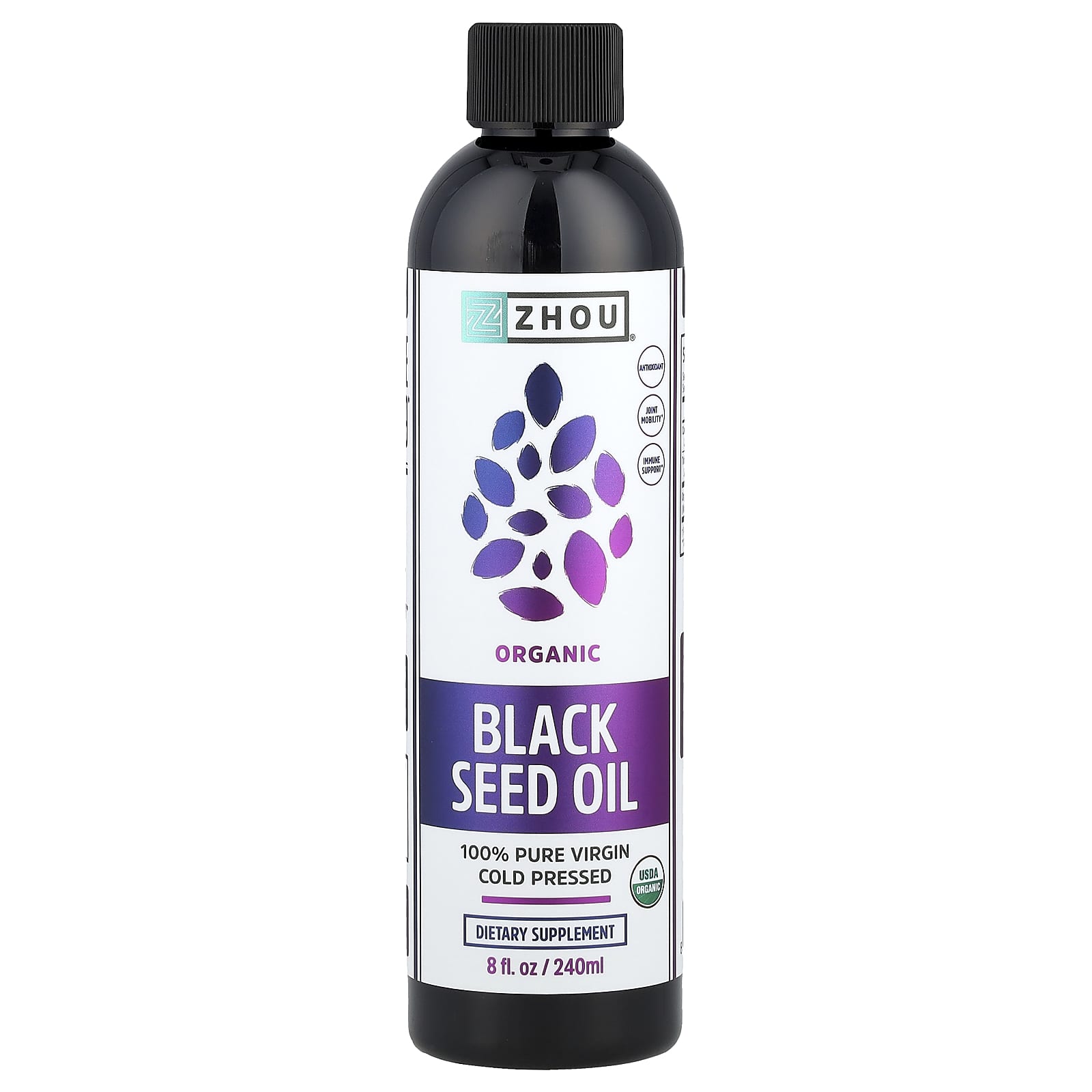 Zhou Nutrition, Organic Black Seed Oil, Cold Pressed, 8 fl oz (240 ml) - Image 1