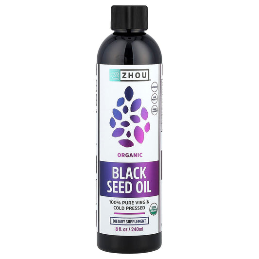 Zhou Nutrition, Organic Black Seed Oil, Cold Pressed, 8 fl oz (240 ml) - Image 1
