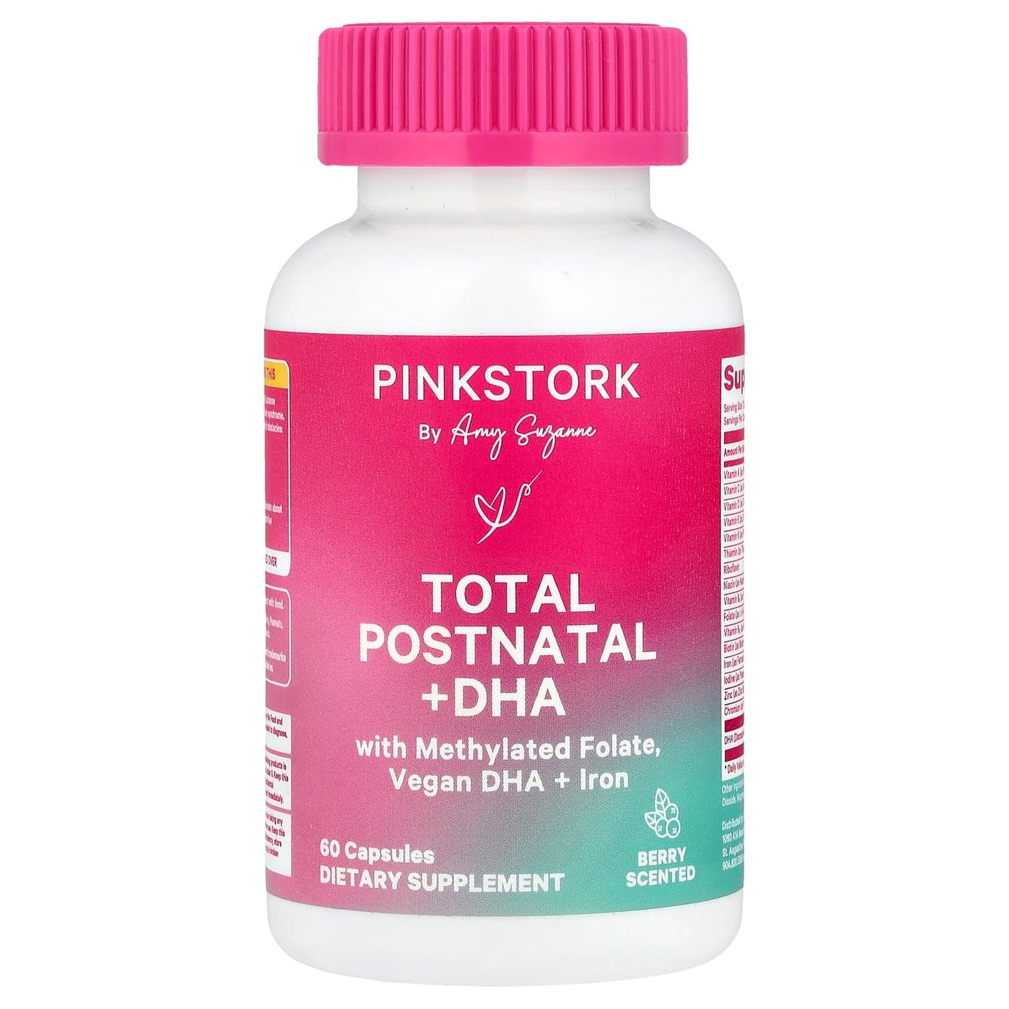 Pink Stork, Total Postnatal + DHA, Berry, 60 Capsules - Image 1