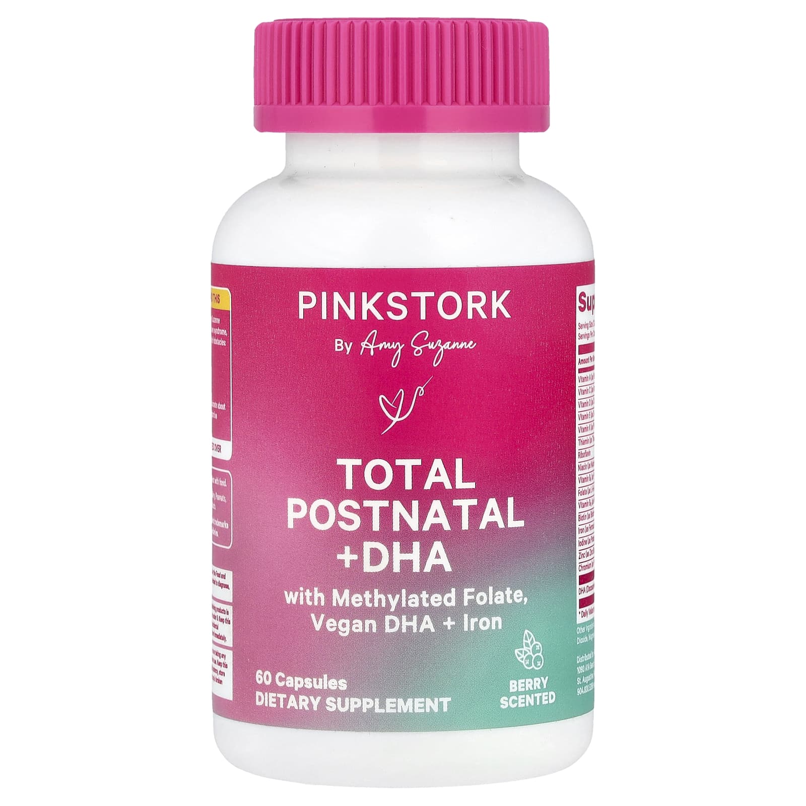 Pink Stork, Total Postnatal + DHA, Berry, 60 Capsules - Image 1