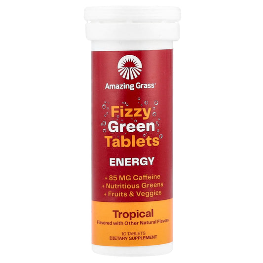 Amazing Grass Fizzy Green Tablets, Tropical Energy Boost, 10 Tablets - Image 1