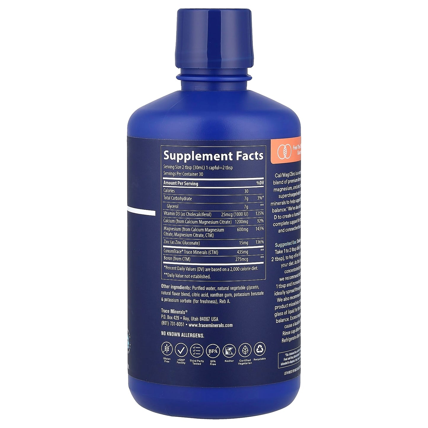 Trace, Liquid Cal/Mag/Zinc, Piña Colada, 30 fl oz (887 ml) - Image 2