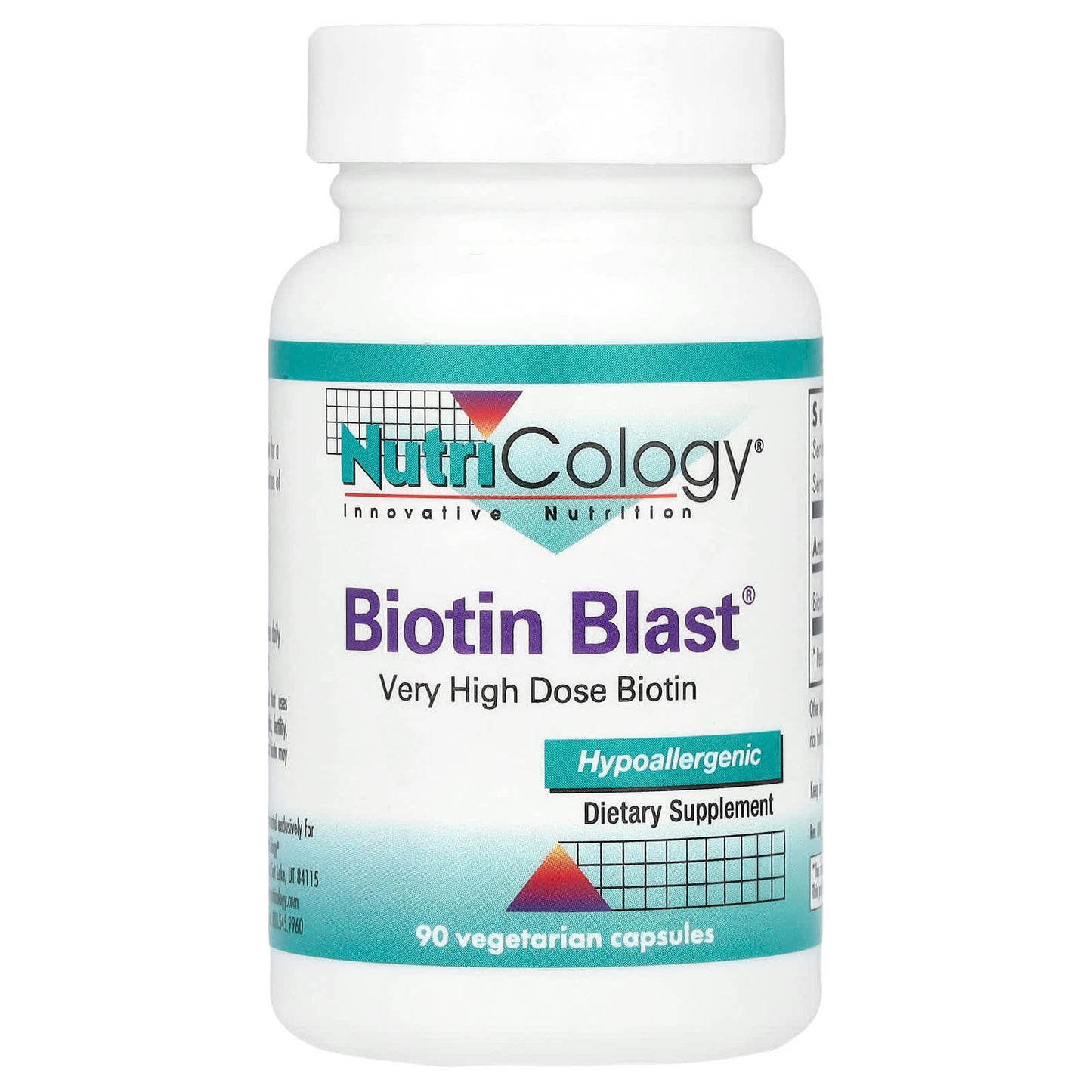 Nutricology, Biotin Blast®, 100 mg , 90 Vegetarian Capsules - Image 1