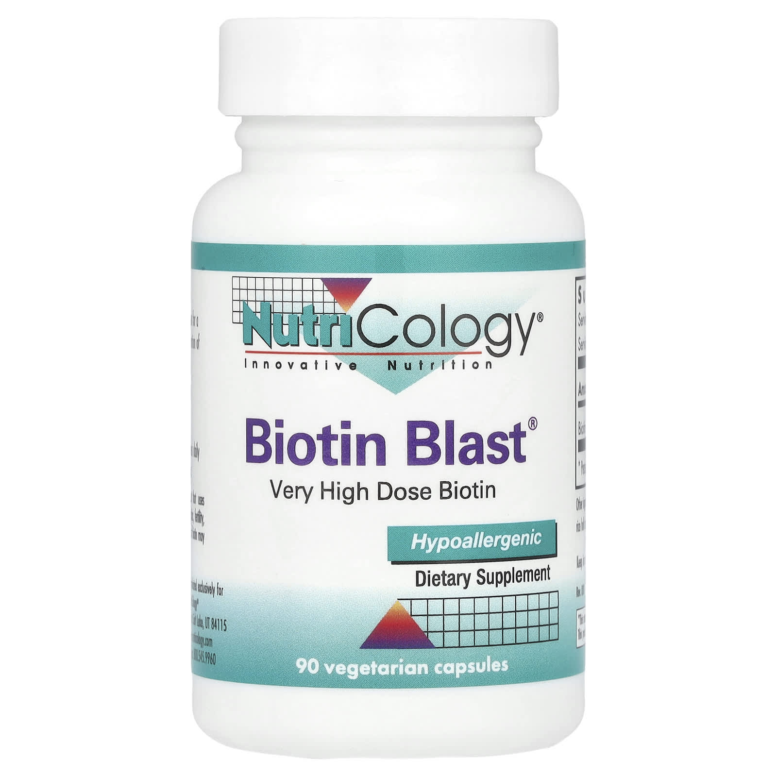 Nutricology, Biotin Blast®, 100 mg , 90 Vegetarian Capsules - Image 1