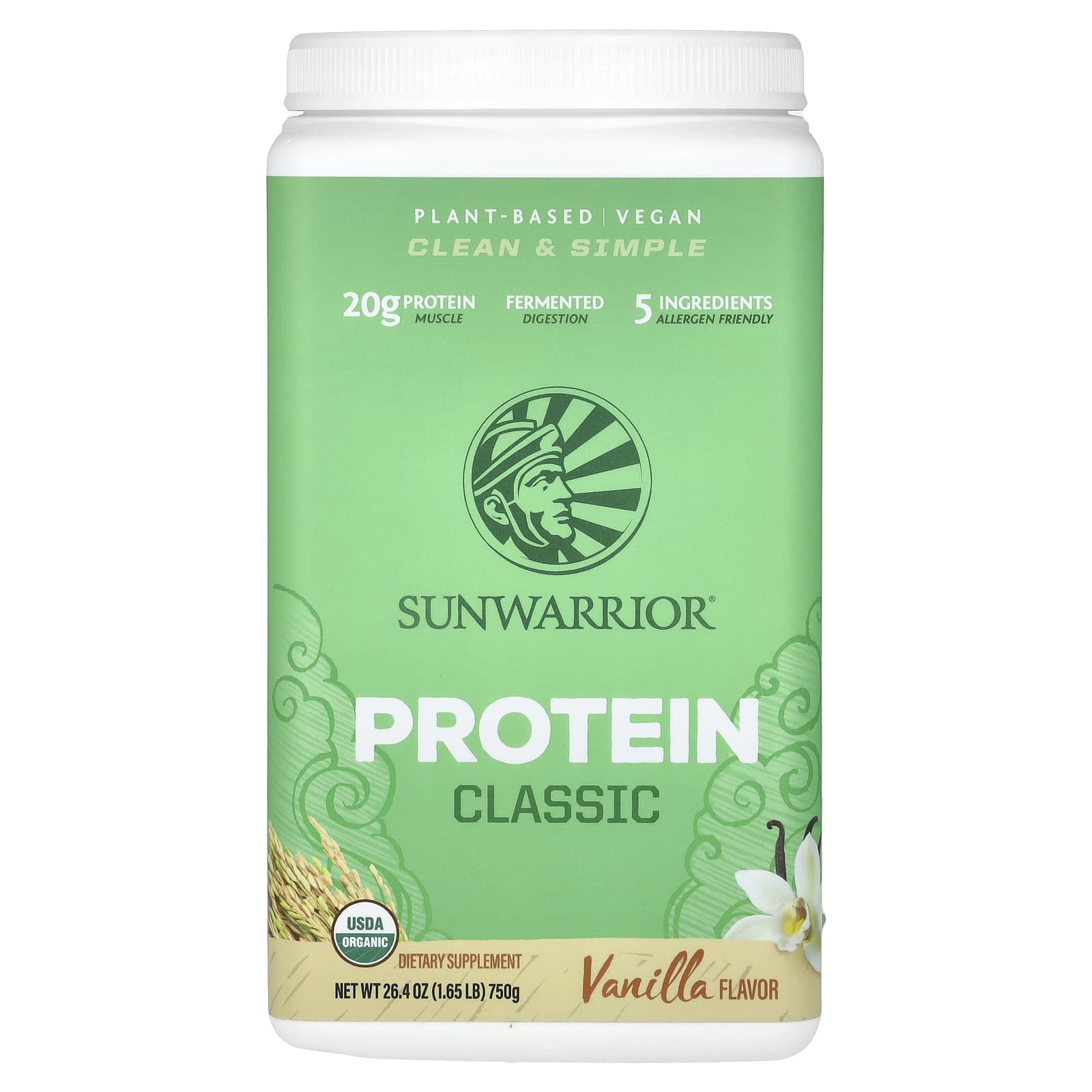 Sunwarrior, Classic Protein, Vanilla, 1.65 lb (750 g) - Image 1