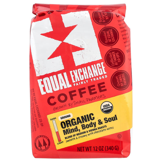 Equal Exchange Organic Coffee, Mind Body & Soul, Medium & Vienna Roasts, 340g - Image 1