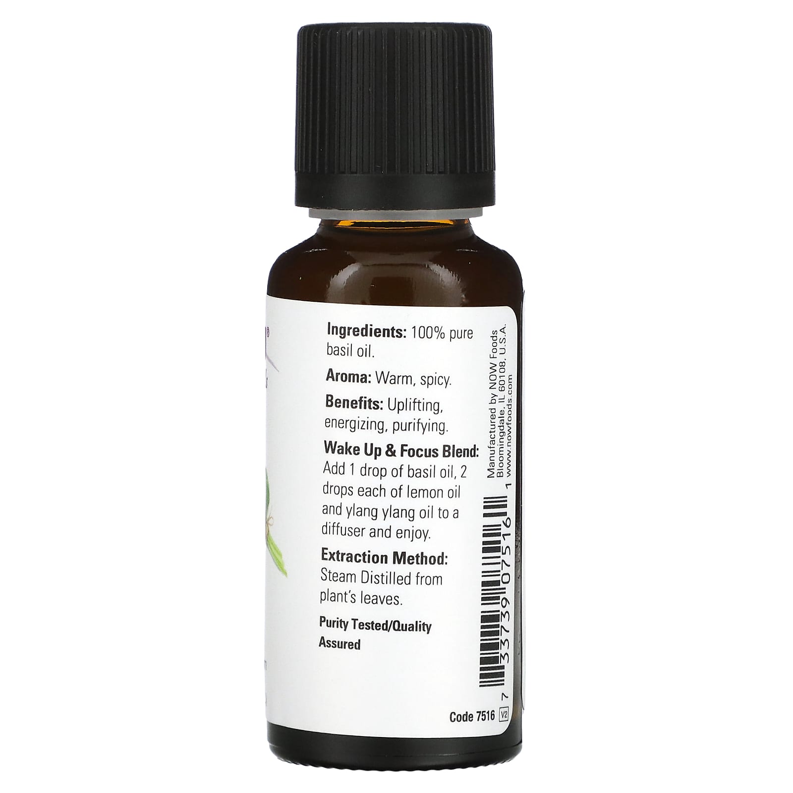 NOW Foods, Essential Oils, Basil, 1 fl oz (30 ml) - Image 2
