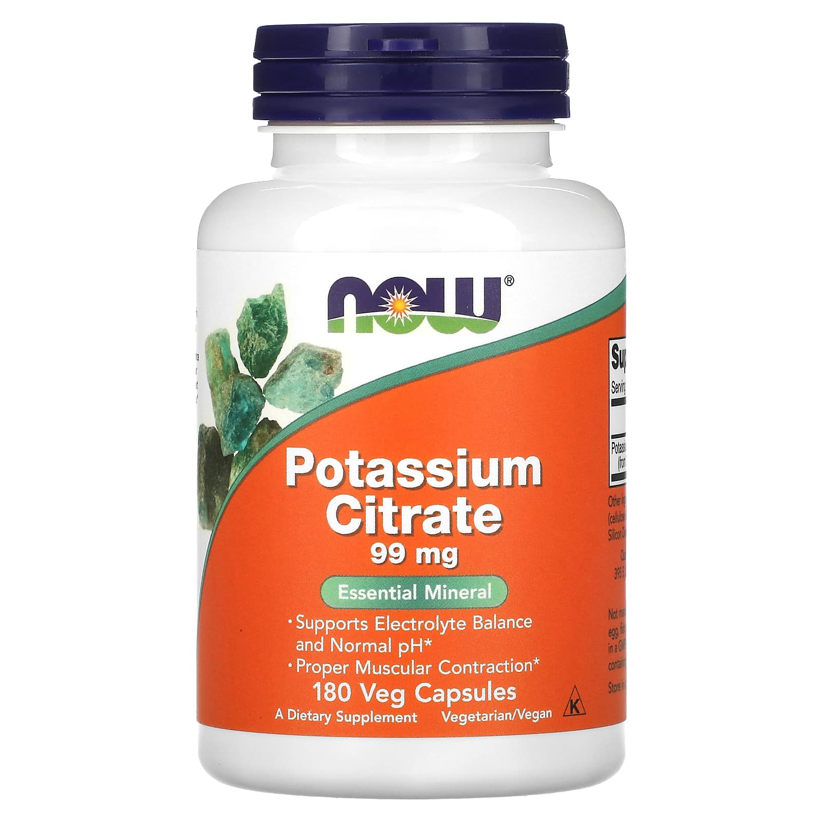 NOW Foods, Potassium Citrate, 99 mg, 180 Veg Capsules - Image 1