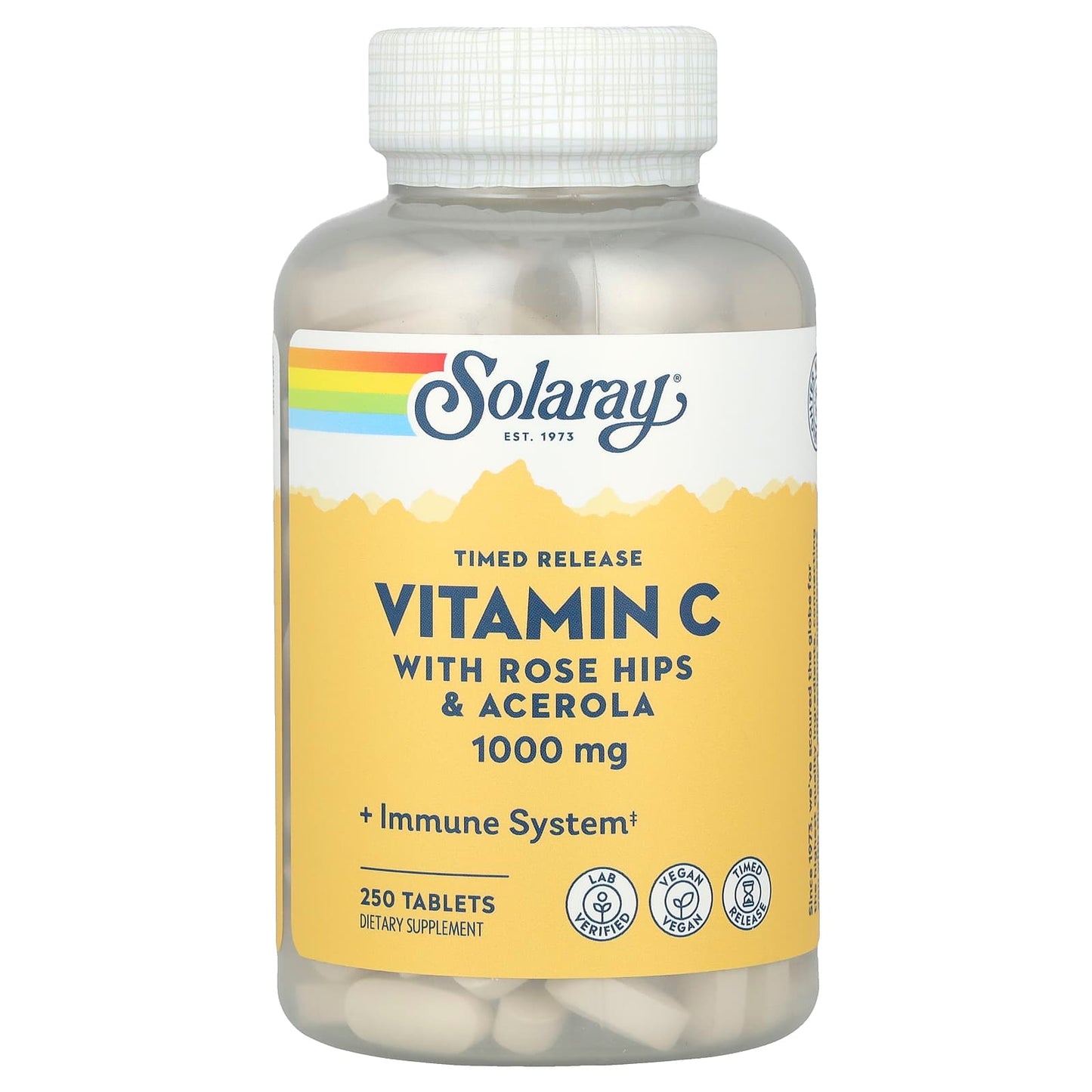 Solaray, Timed Release Vitamin C with Rose Hips & Acerola, 1,000 mg, 250 Tablets - Image 1