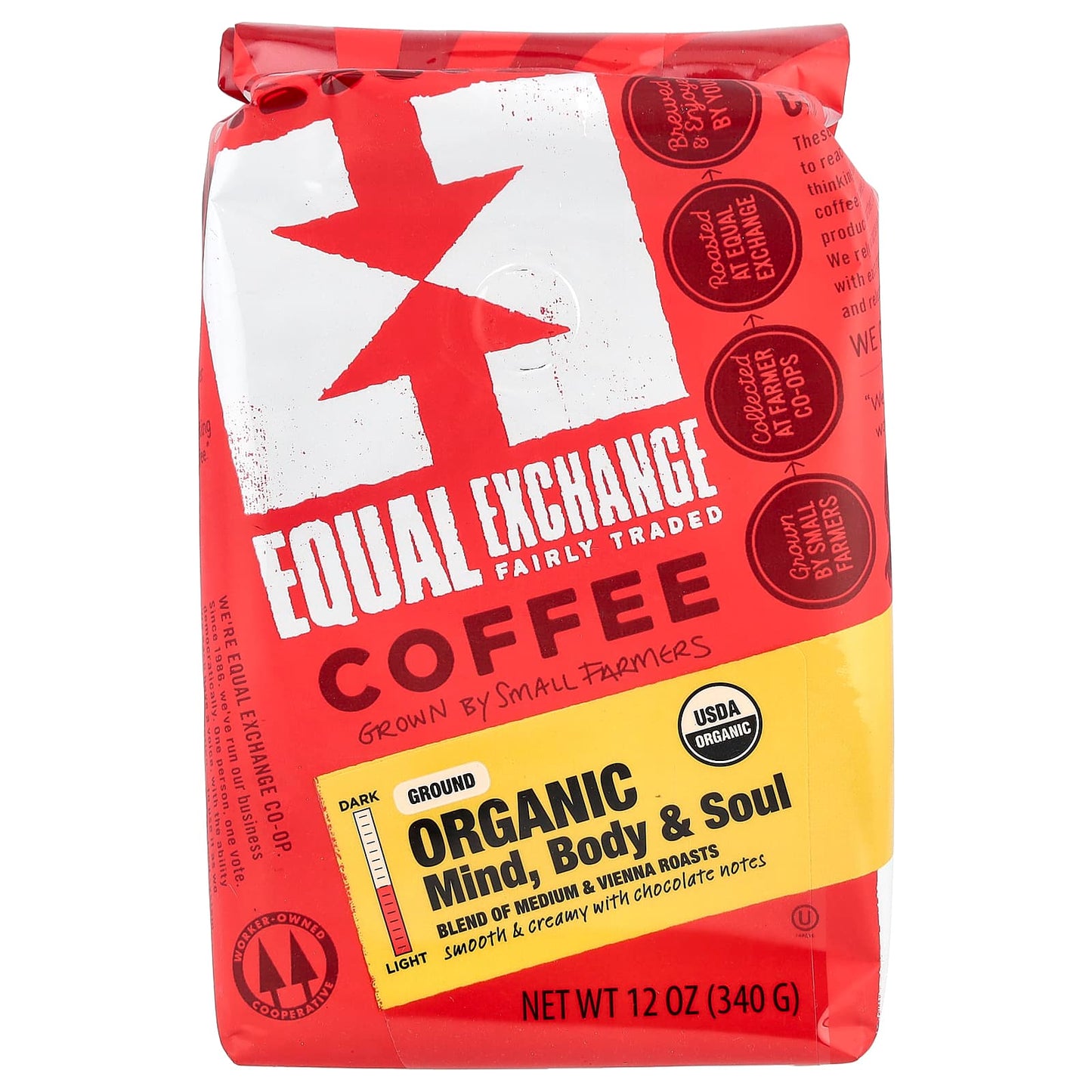 Equal Exchange Organic Coffee, Mind Body & Soul, Medium & Vienna Roasts, 340g - Image 1
