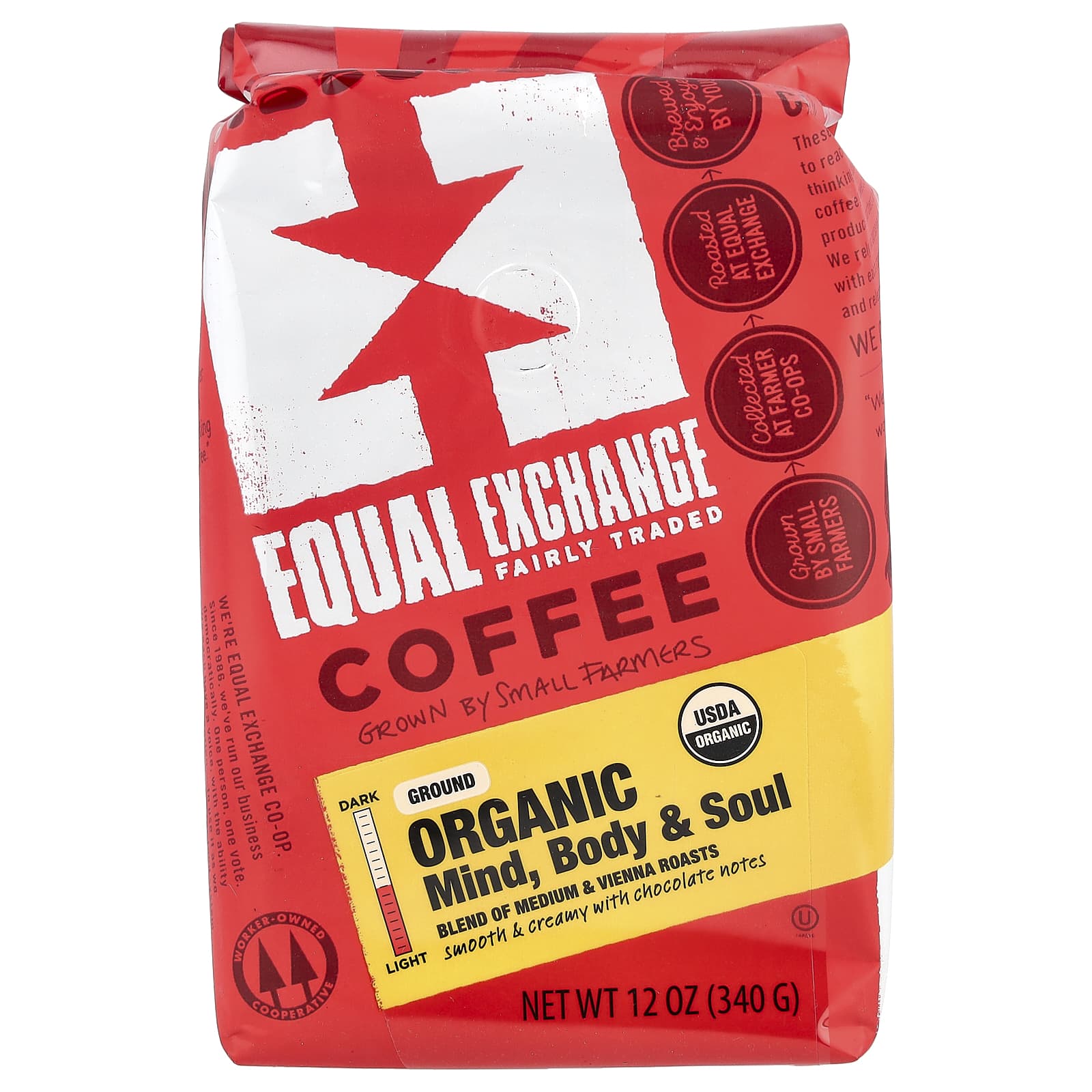Equal Exchange Organic Coffee, Mind Body & Soul, Medium & Vienna Roasts, 340g - Image 1