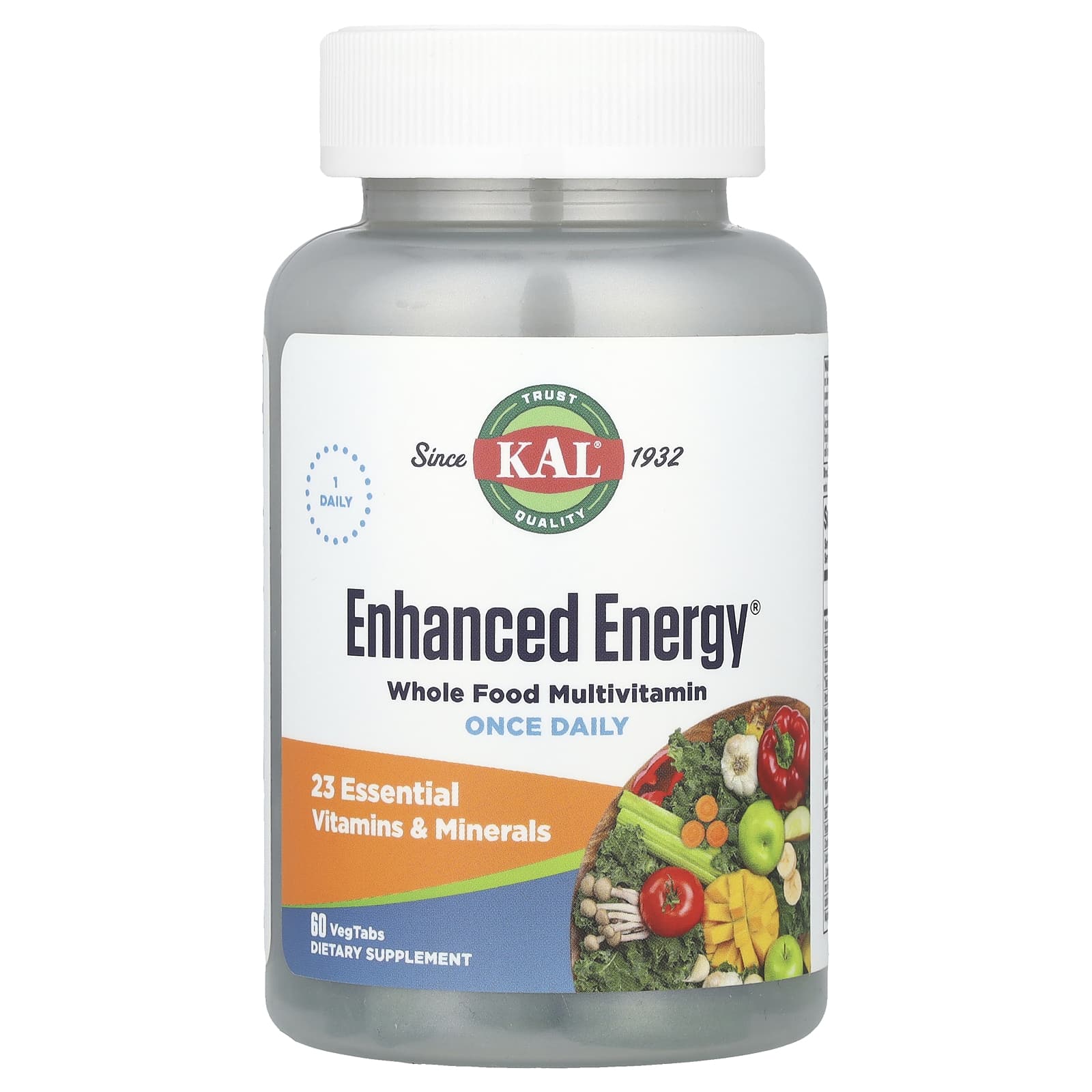 KAL, Enhanced Energy®, Whole Food Multivitamin, 60 VegTabs - Image 1