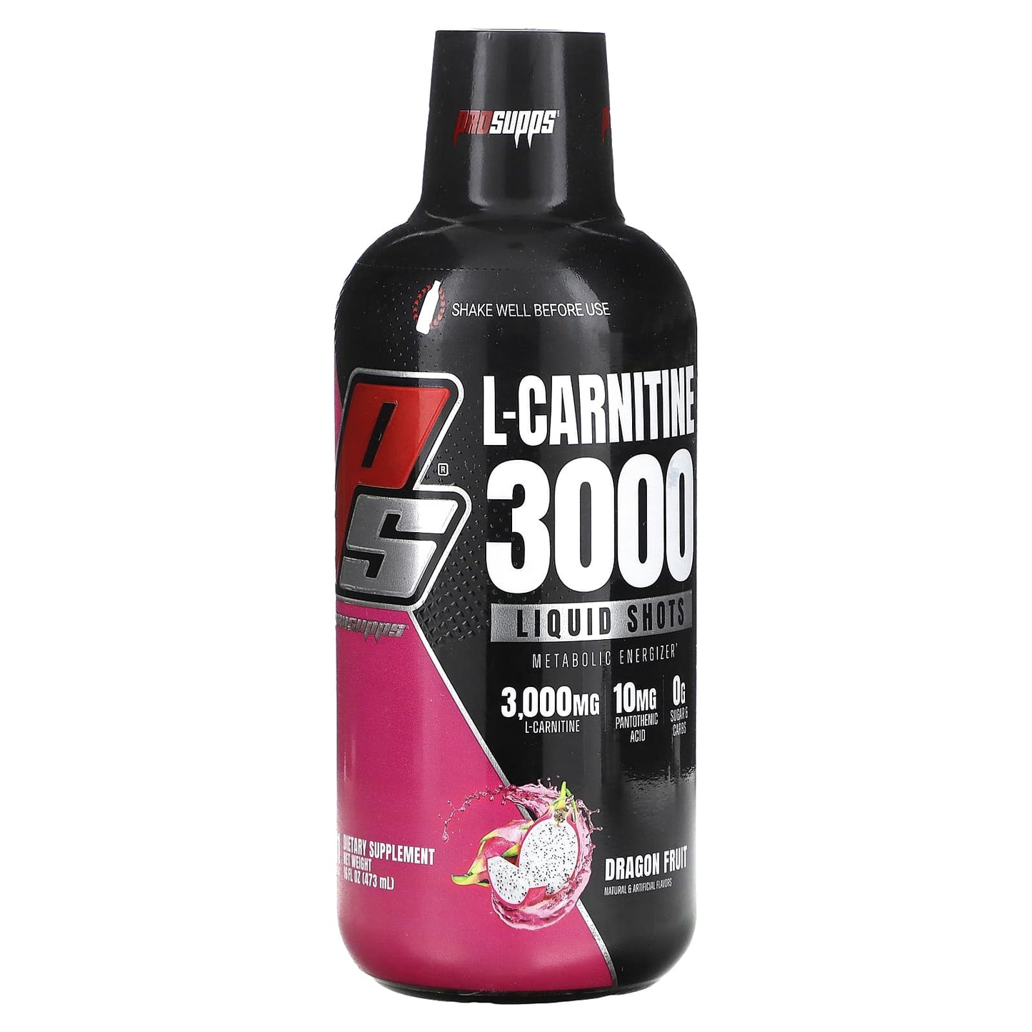ProSupps, L-Carnitine 3000, Liquid Shots, Dragon Fruit, 16 fl oz (473 ml) - Image 1