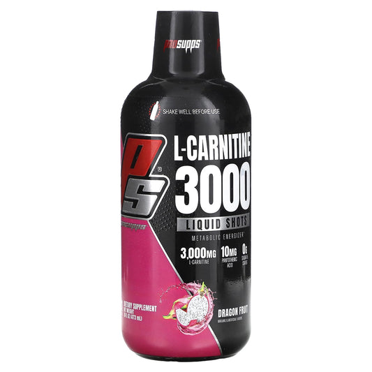 ProSupps, L-Carnitine 3000, Liquid Shots, Dragon Fruit, 16 fl oz (473 ml) - Image 1